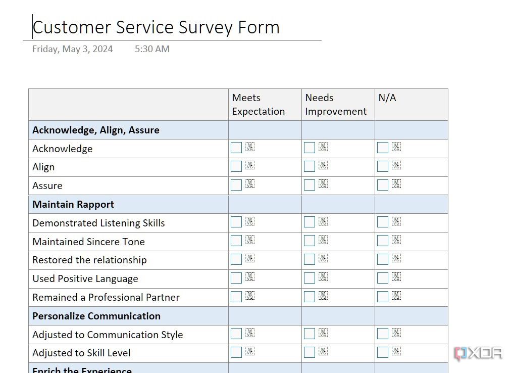 Plantilla de encuesta de clientes en OneNote