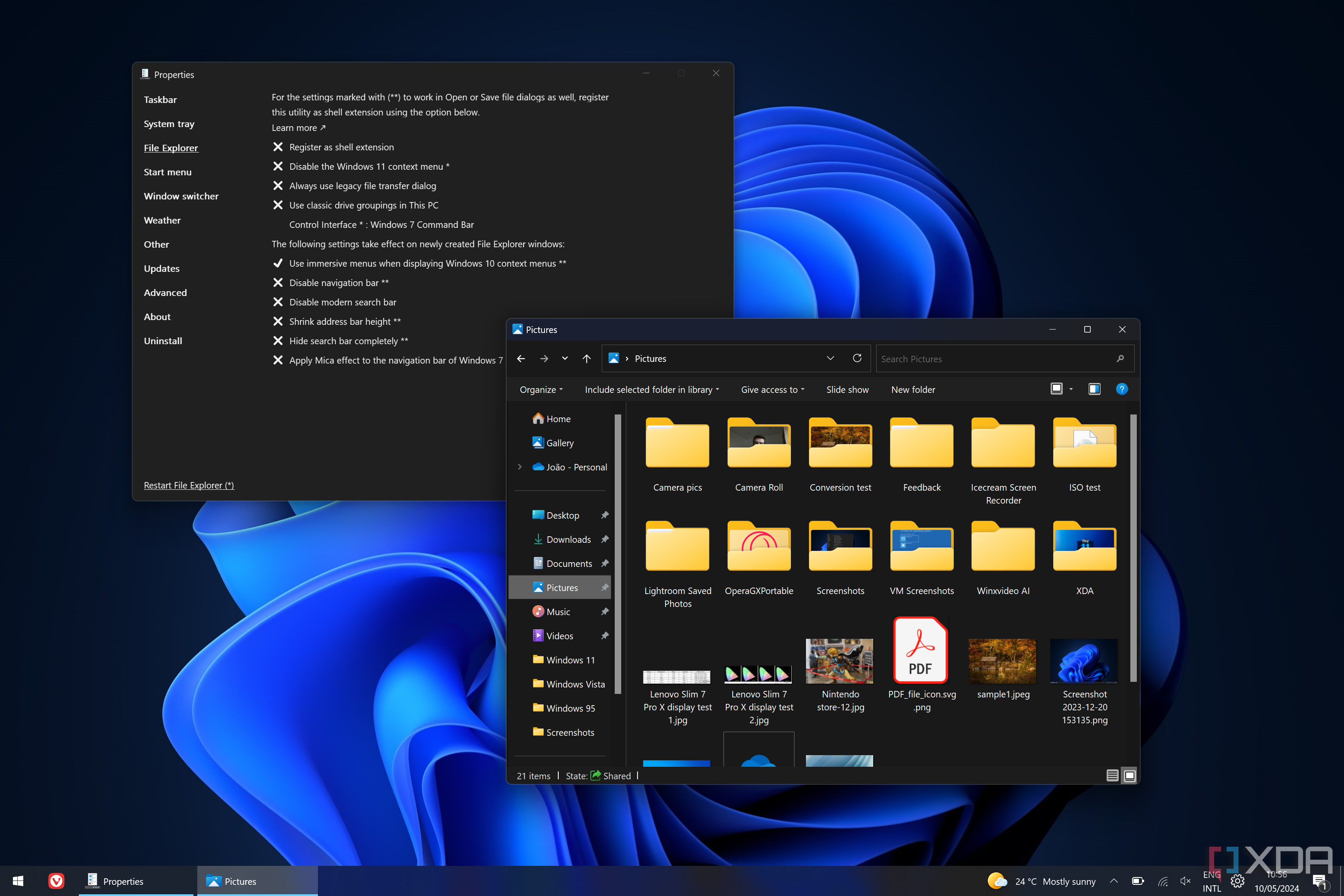 Скриншот Проводника в Windows 11 с использованием панели команд Windows 7
