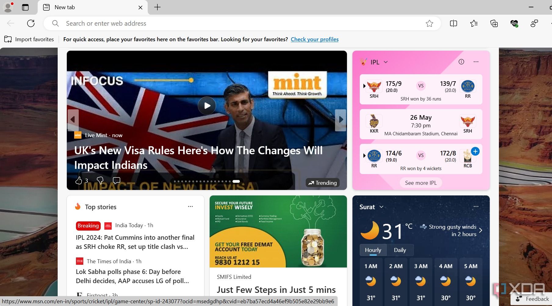 Fuente de noticias de Microsoft Edge