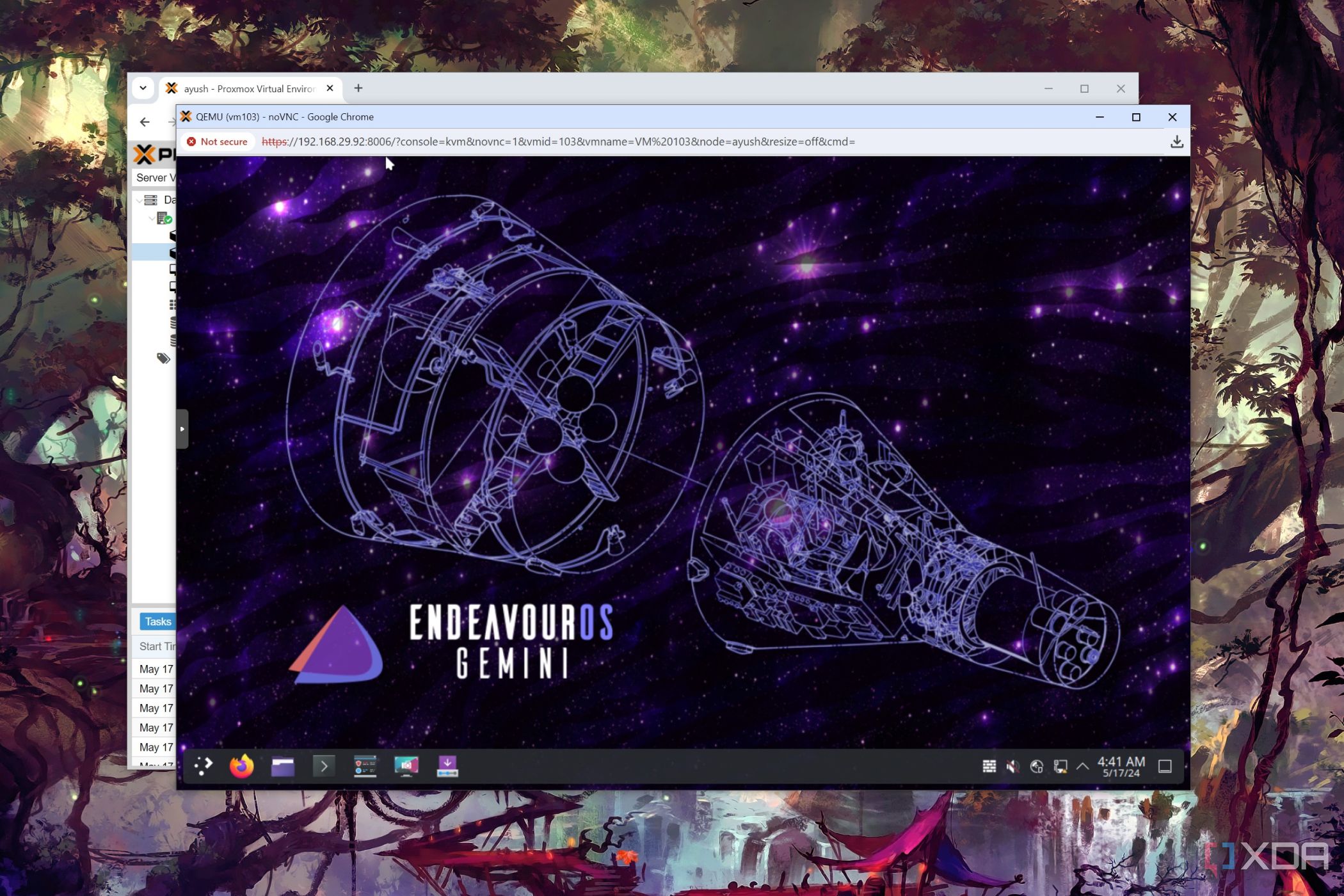 EndeavourOS работает на сервере Proxmox