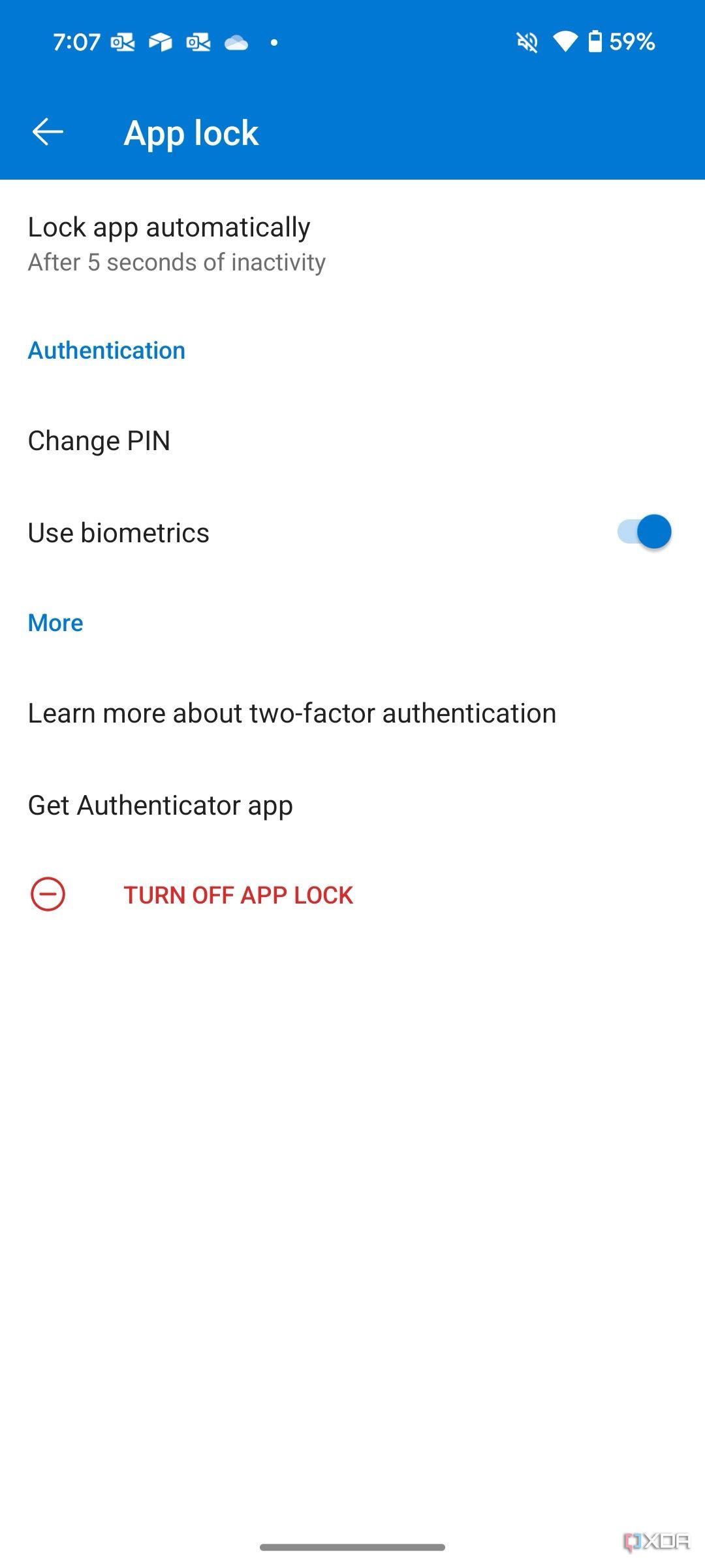 OneDrive biometric protection