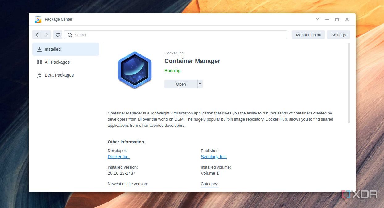 Descargar Container Manager a través del Administrador de paquetes