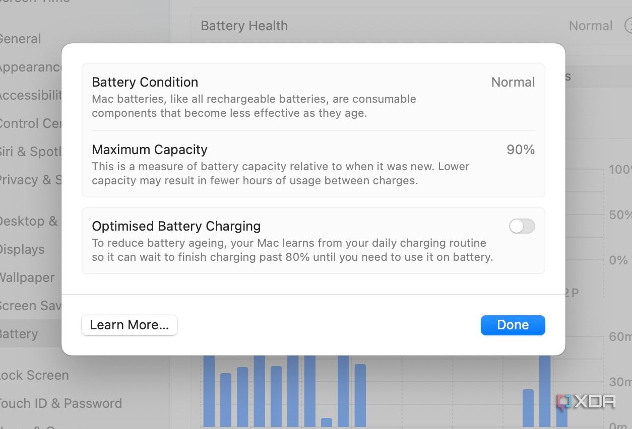 Optimized battery charging on Mac