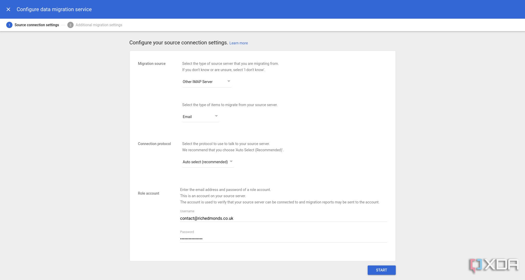 Migrating IMAP email account to Google Workspace