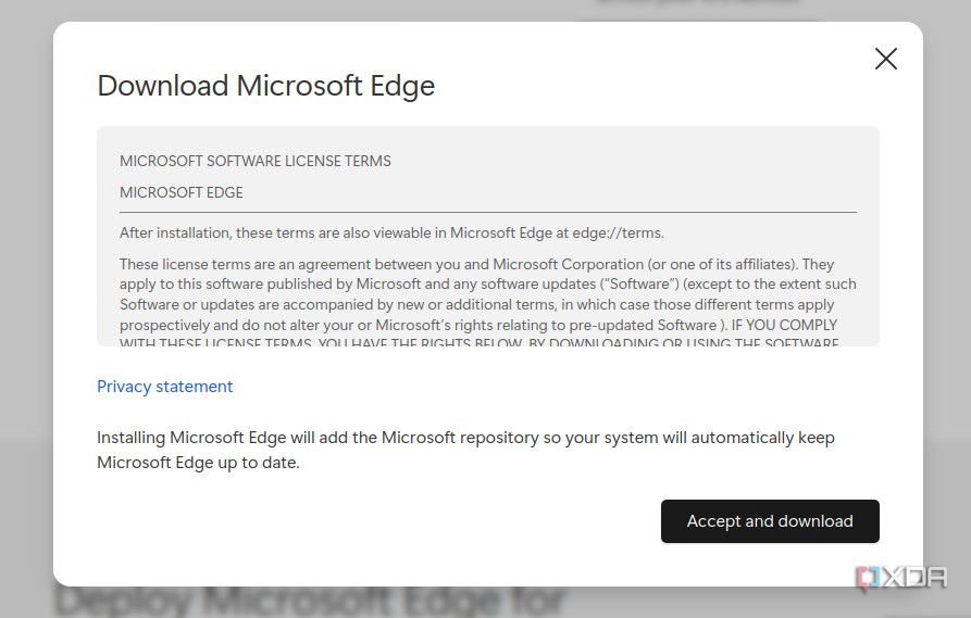 Acepte los términos de Microsoft Edge