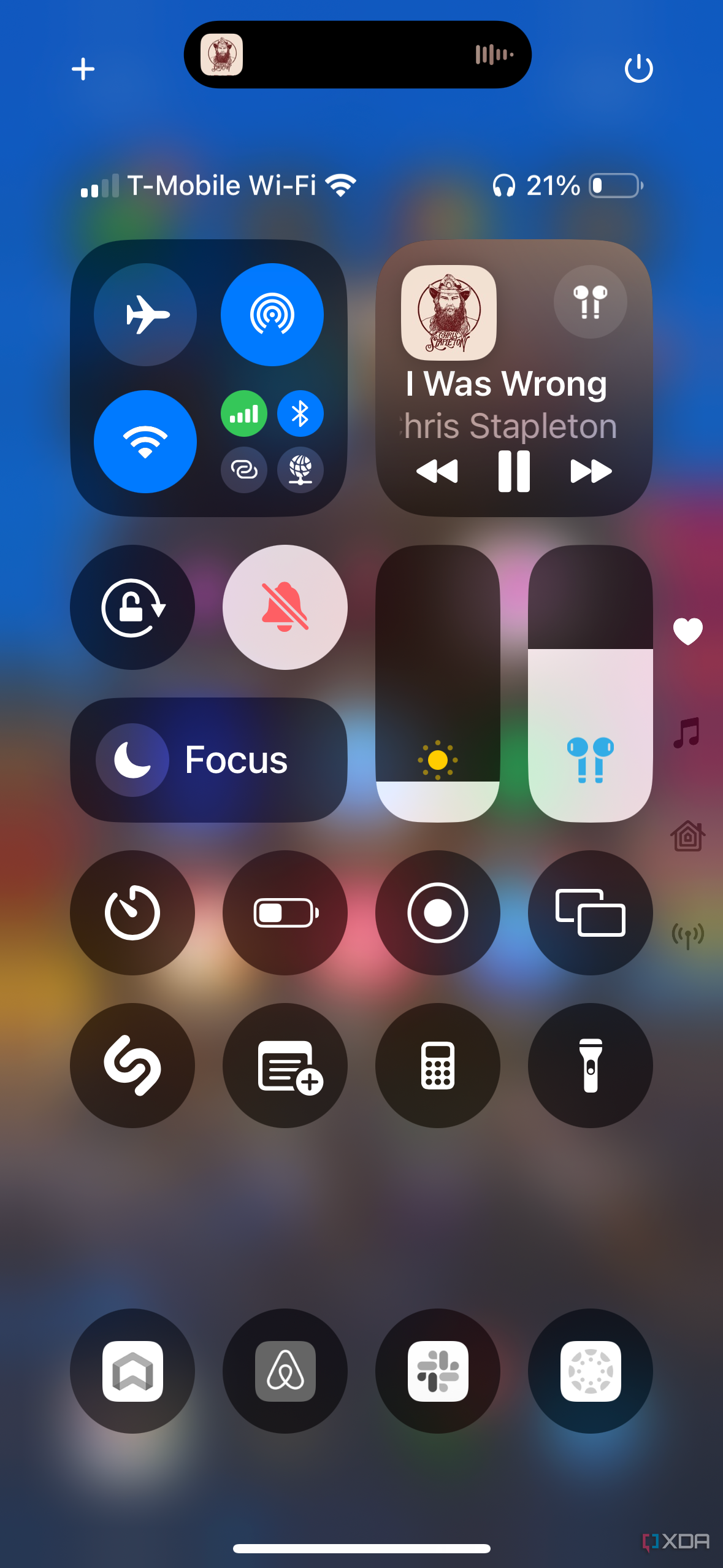 Screenshot of iOS18 updated control center