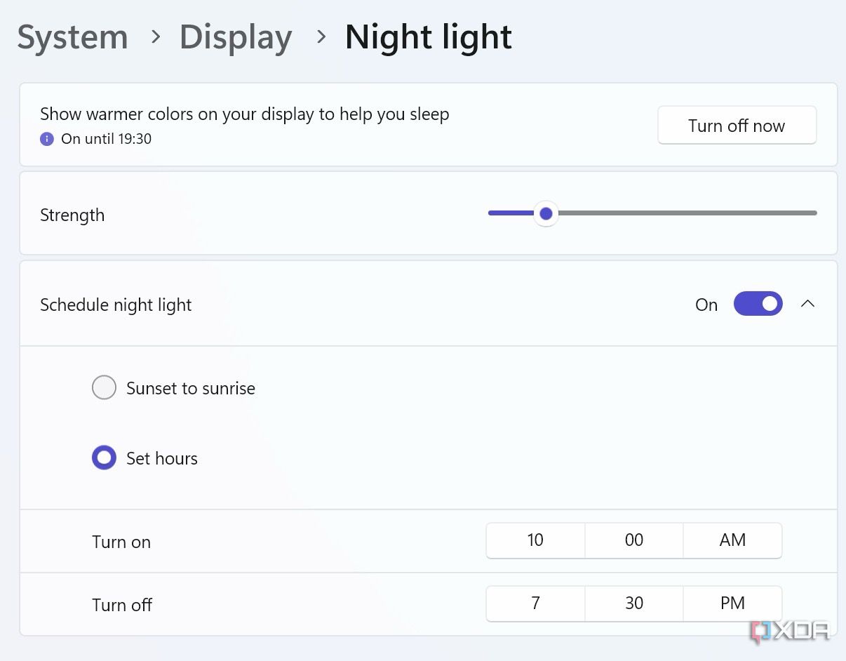 usar luz nocturna en windows