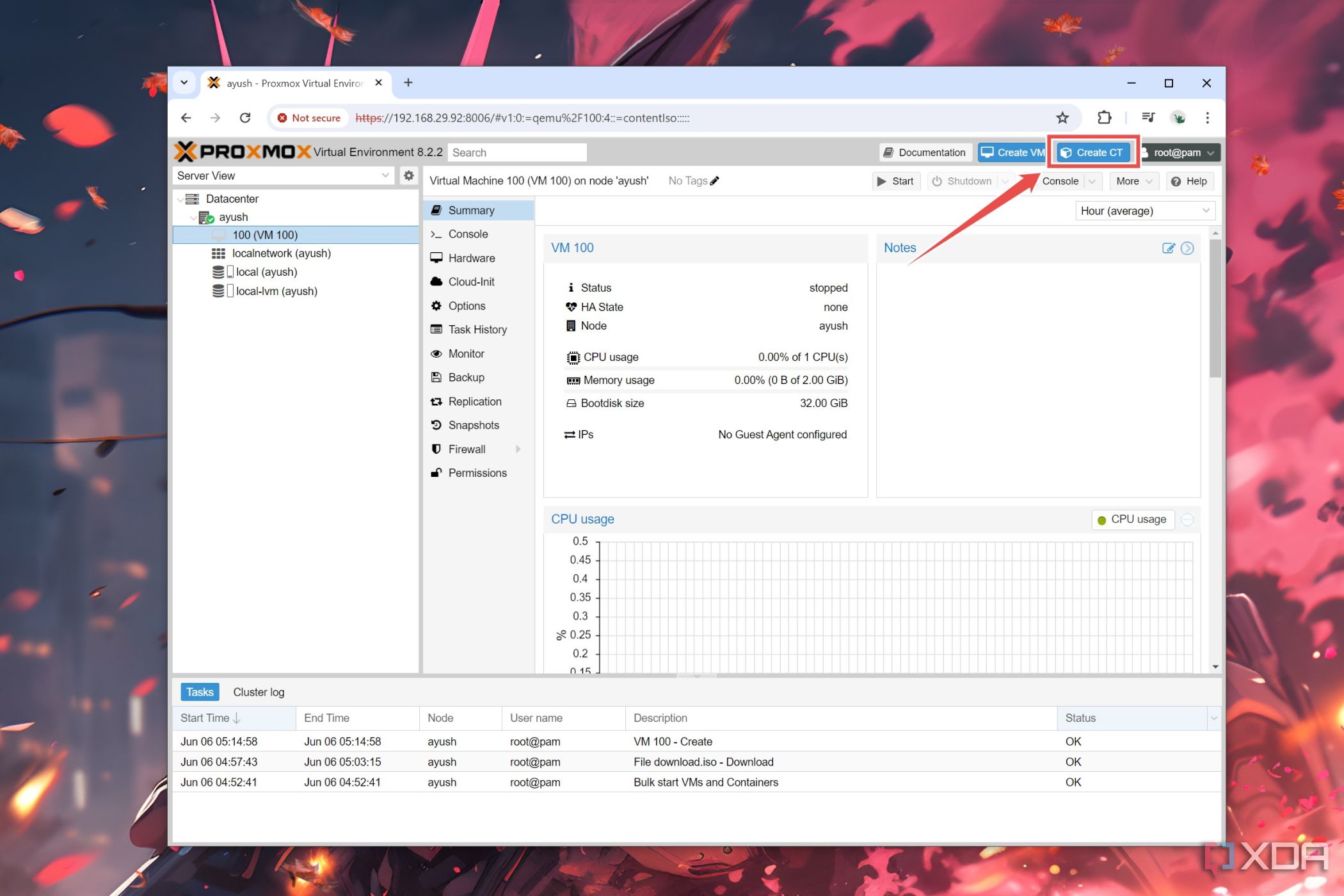 Creando un nuevo contenedor en Proxmox