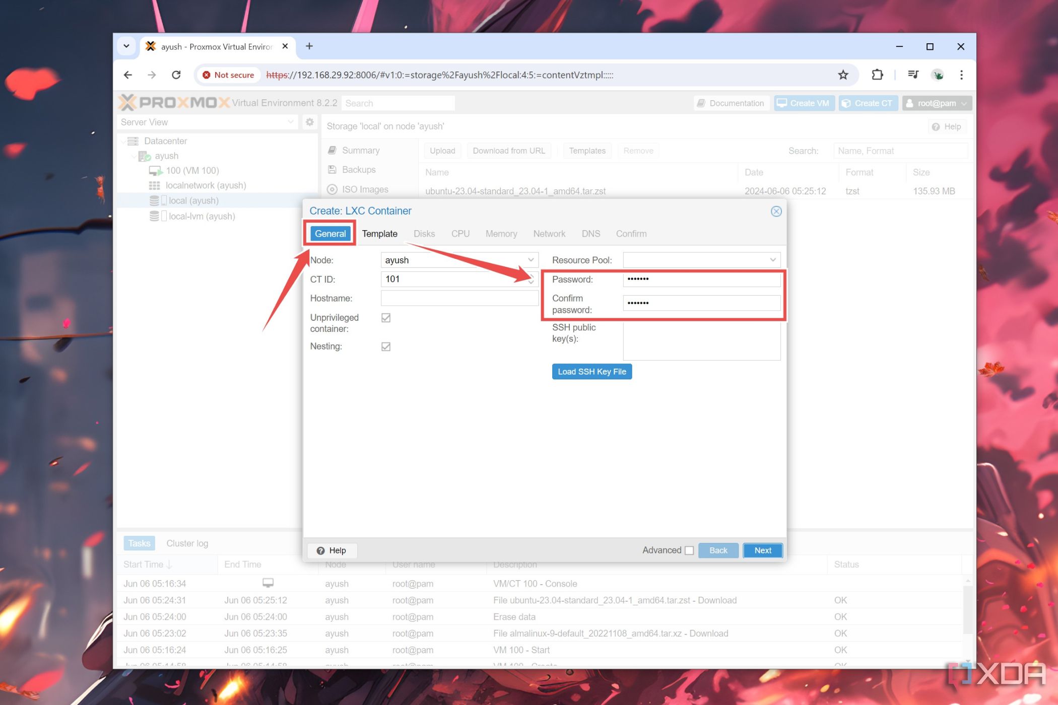 Establecer una contraseña para un contenedor Proxmox