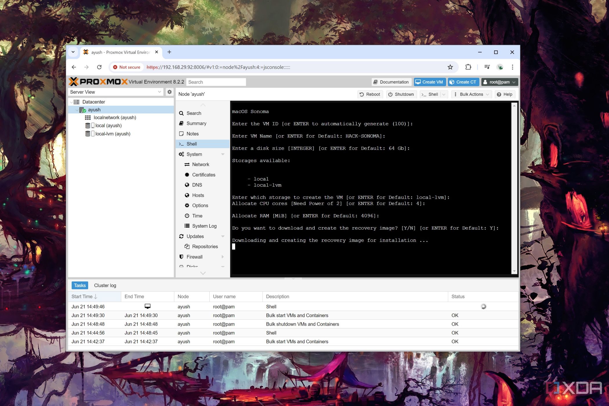 El procedimiento para crear una nueva máquina virtual macOS en Proxmox