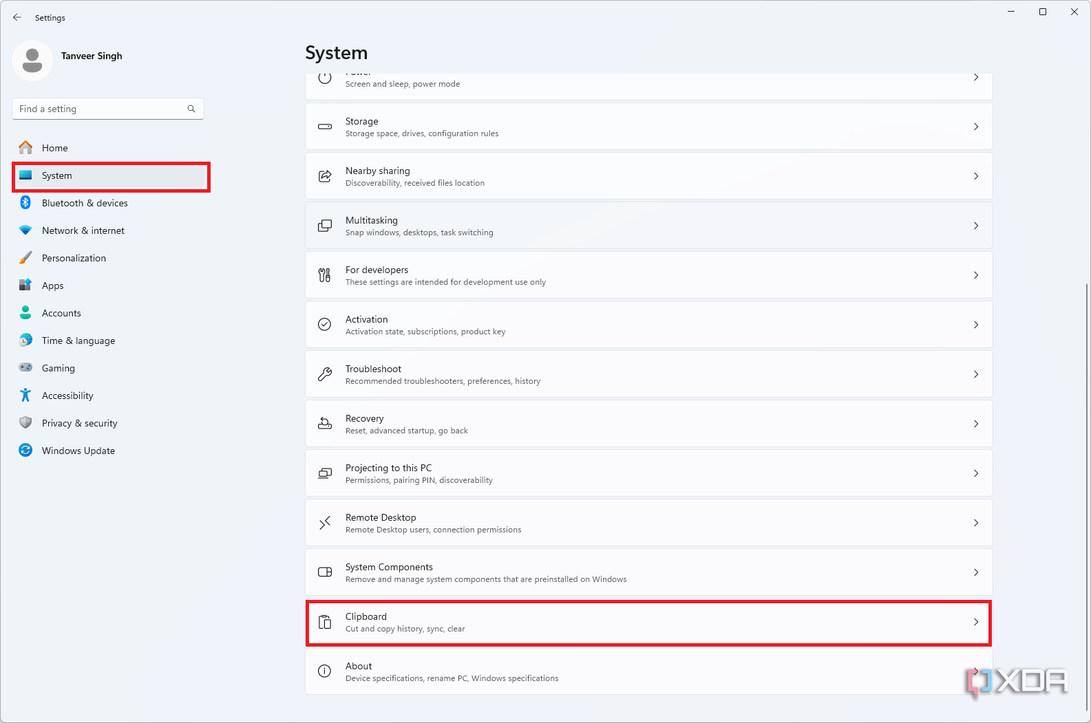 Windows 11 system settings 