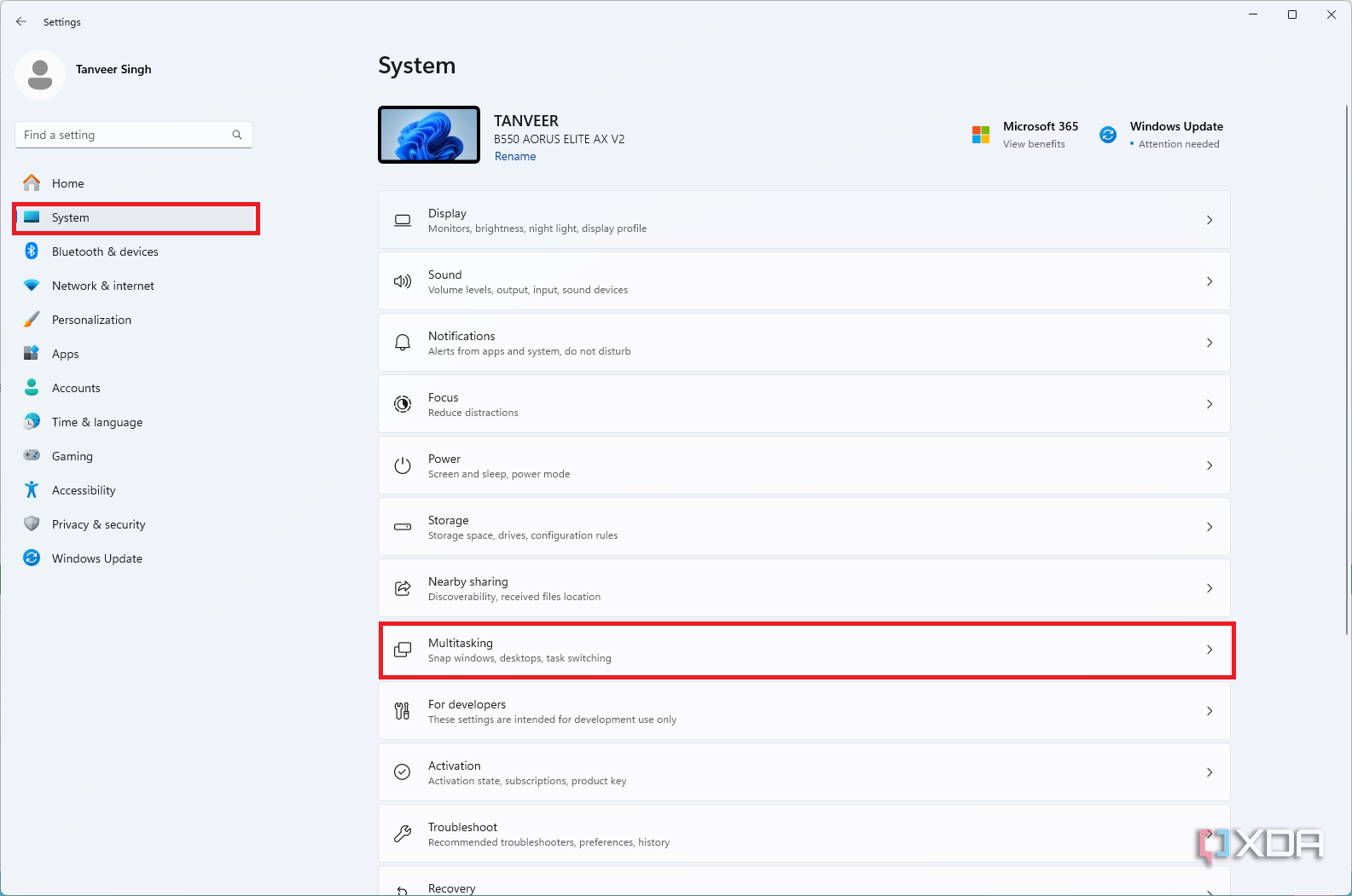 Windows 11 multitasking settings 