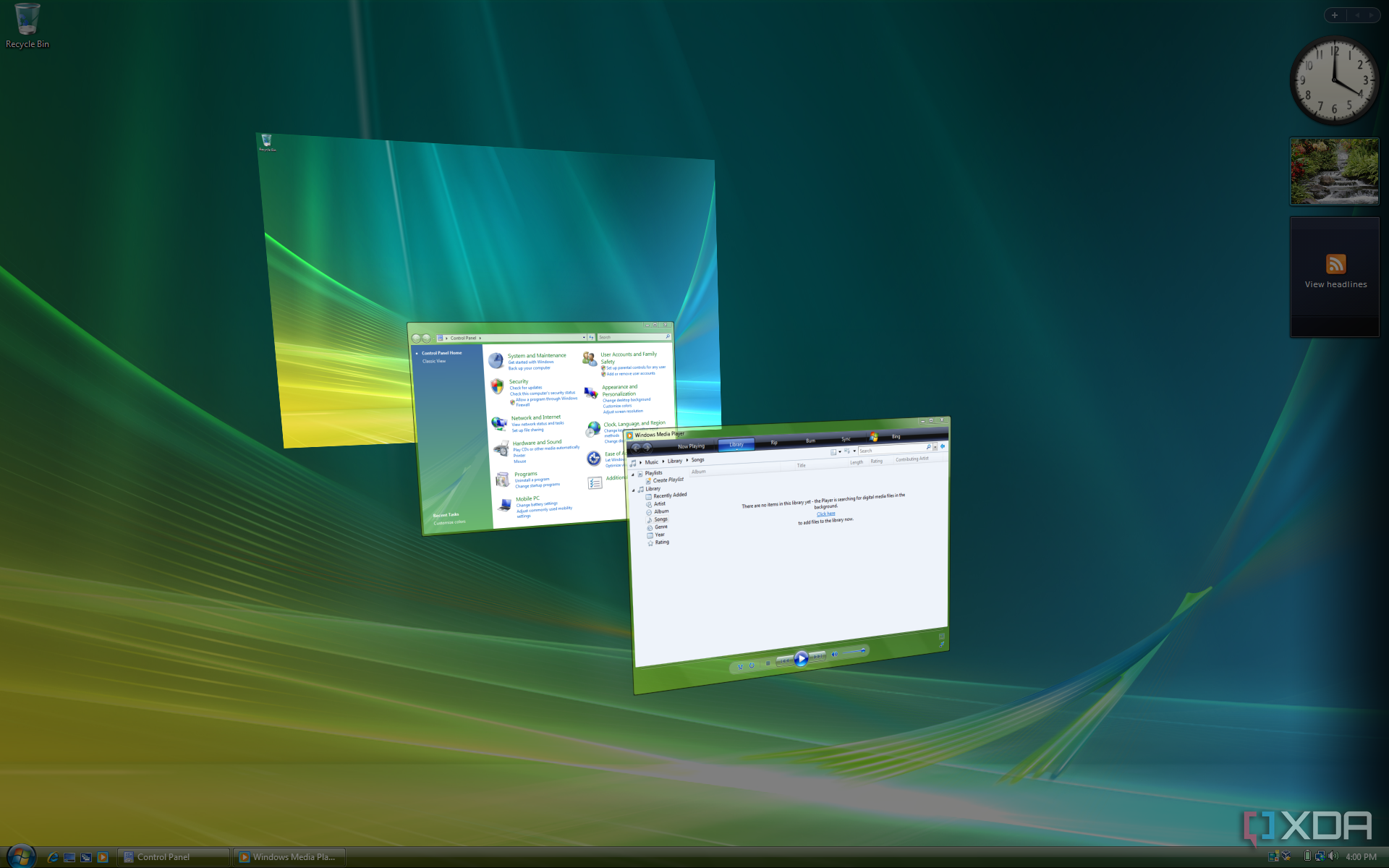 Captura de pantalla del selector de tareas 3D en Windows Vista