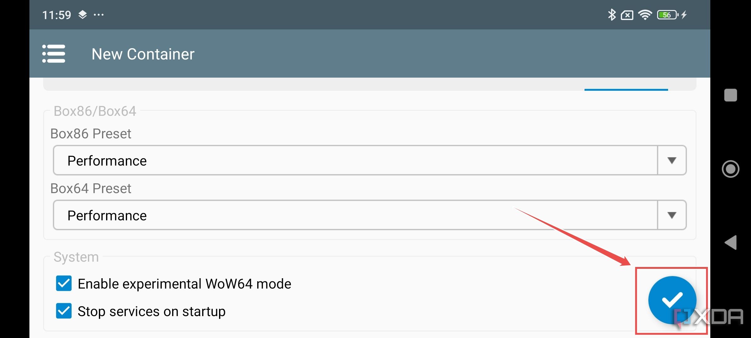 El procedimiento para guardar la configuración de Winlator