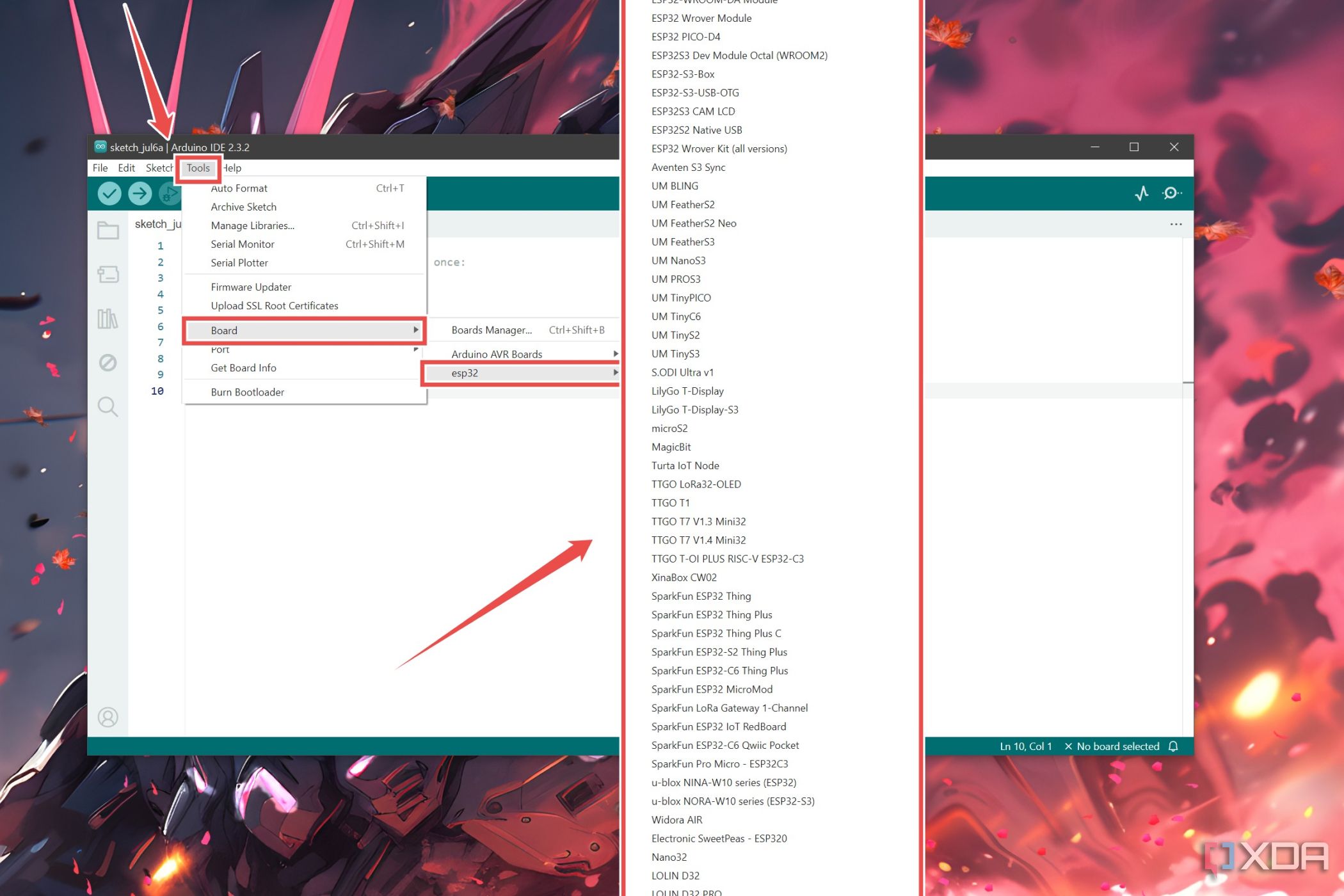 El procedimiento para seleccionar la placa esp32 en el IDE de Arduino