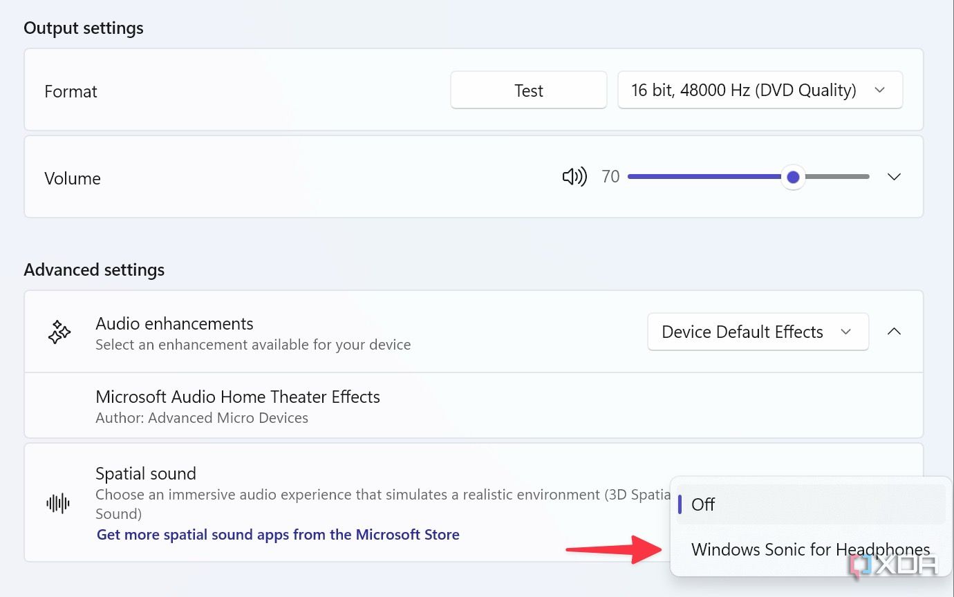 Windows Sonic for headphones 