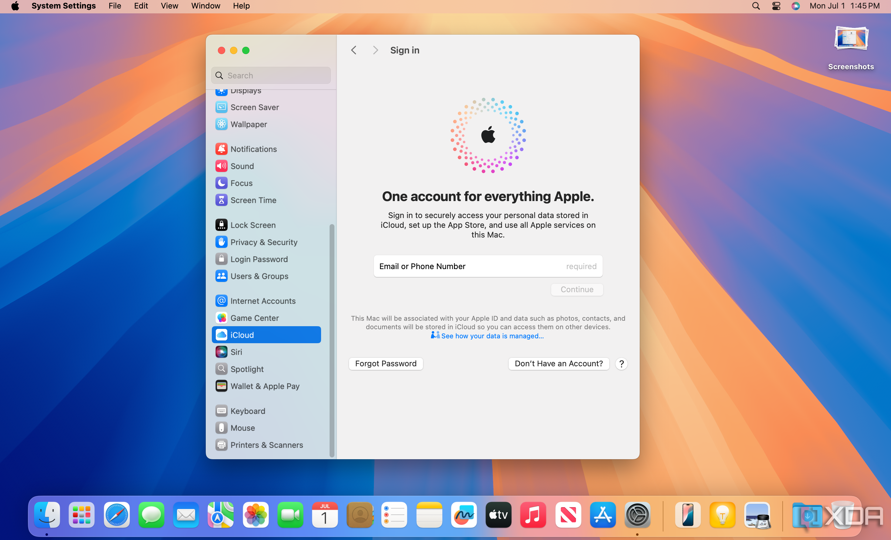 La pestaña iCloud en la versión beta 2 para desarrolladores de macOS Sequoia.