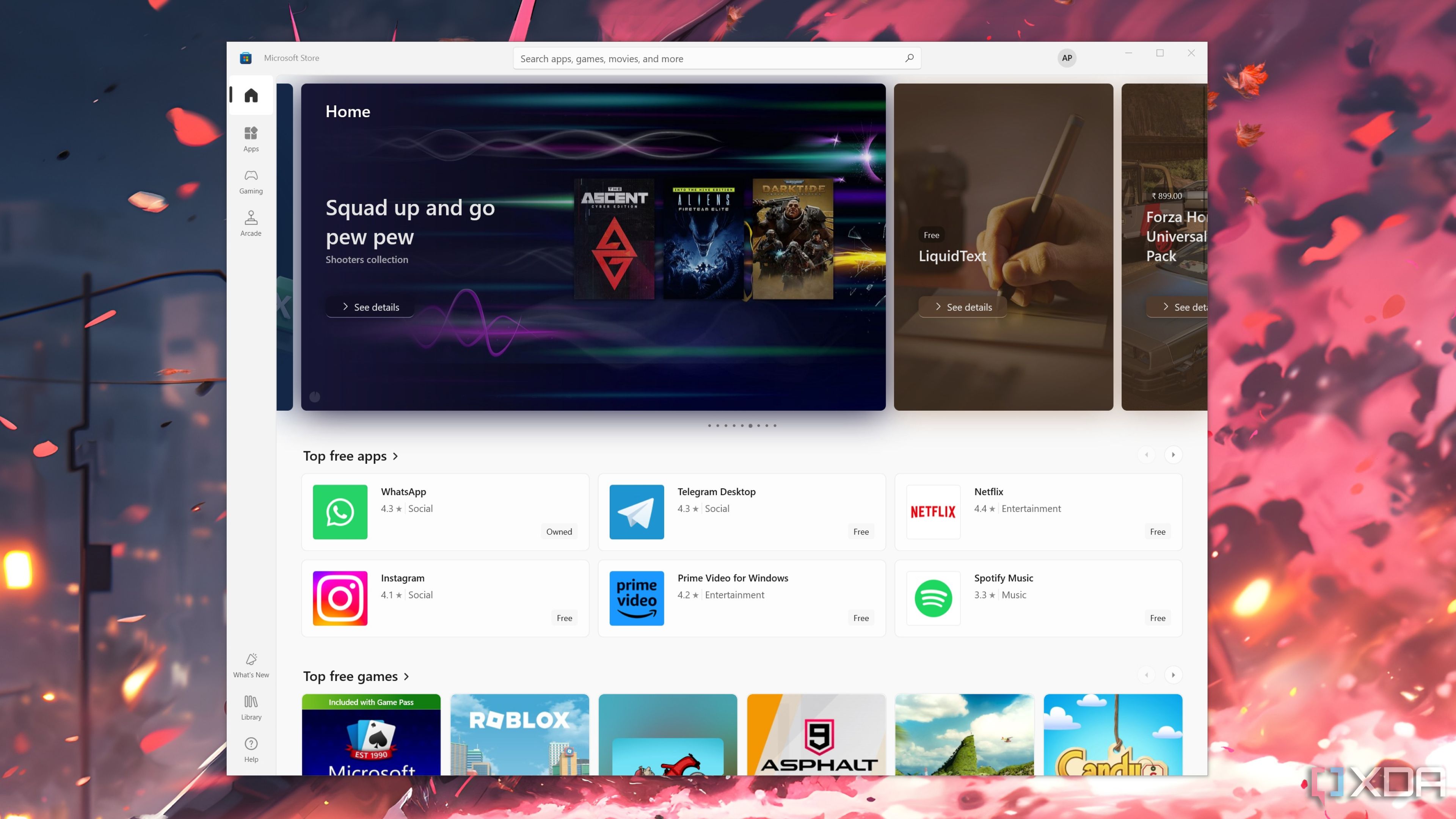 The Microsoft Store open in Windows 10