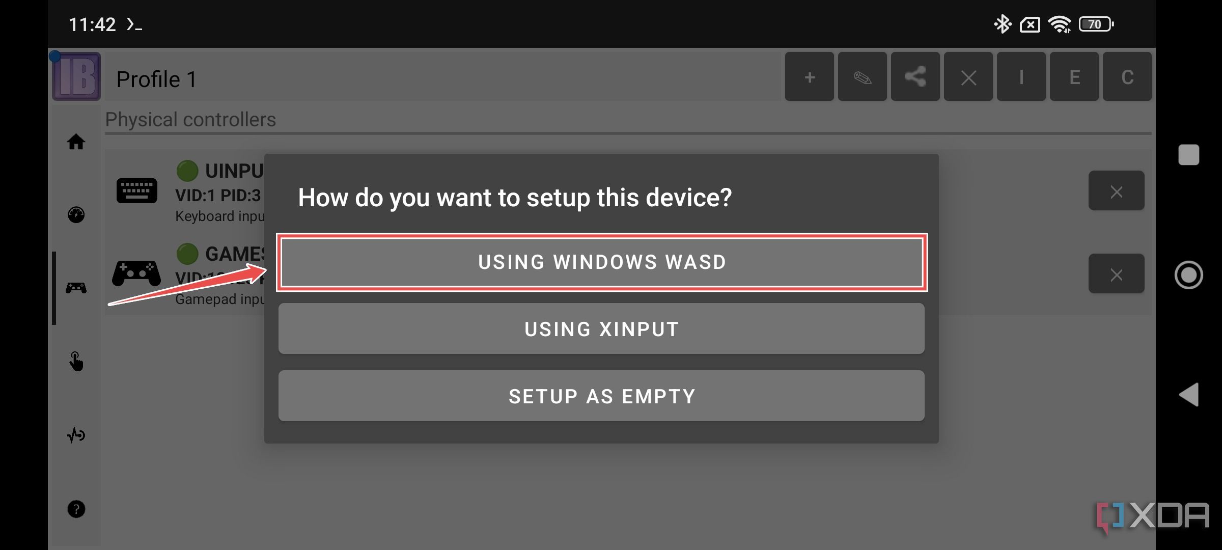 El procedimiento para configurar un controlador en InputBridge