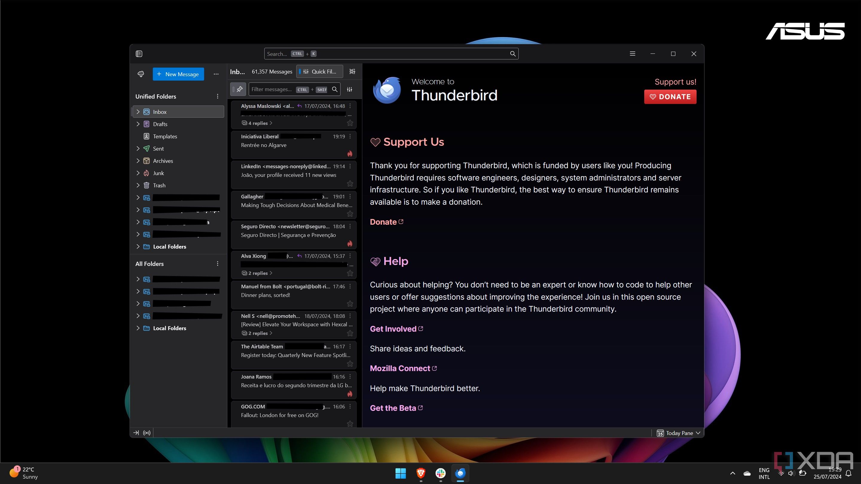 Captura de pantalla de Windows 11 con Mozilla Thunderbird