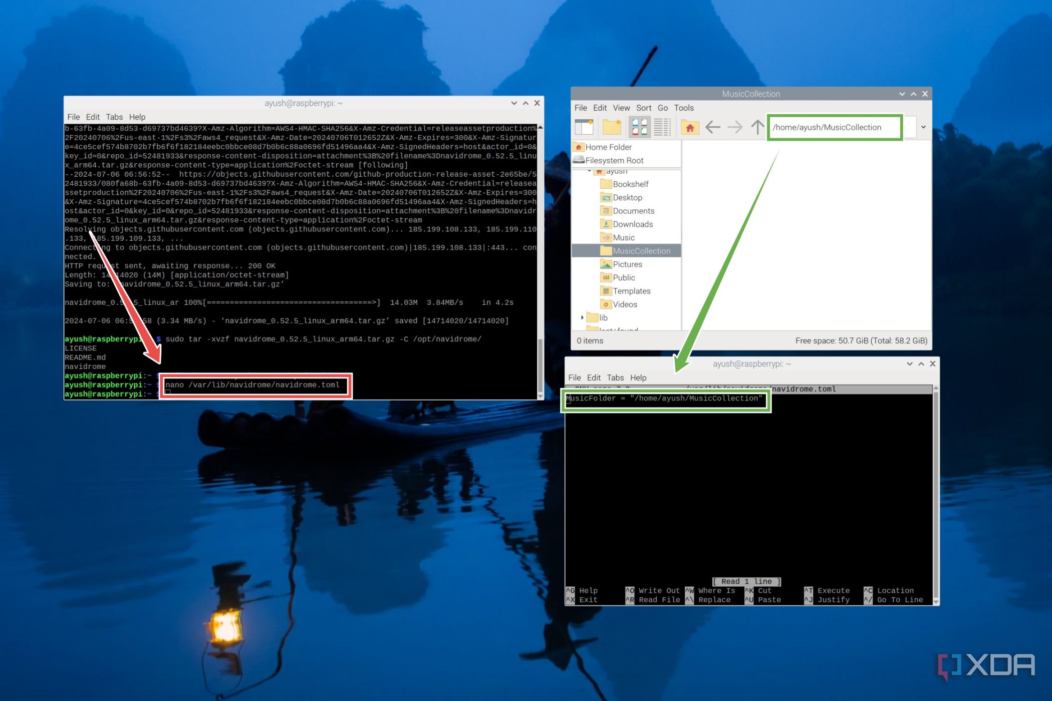 The procedure to create the MusicFolder directory for Navidrome