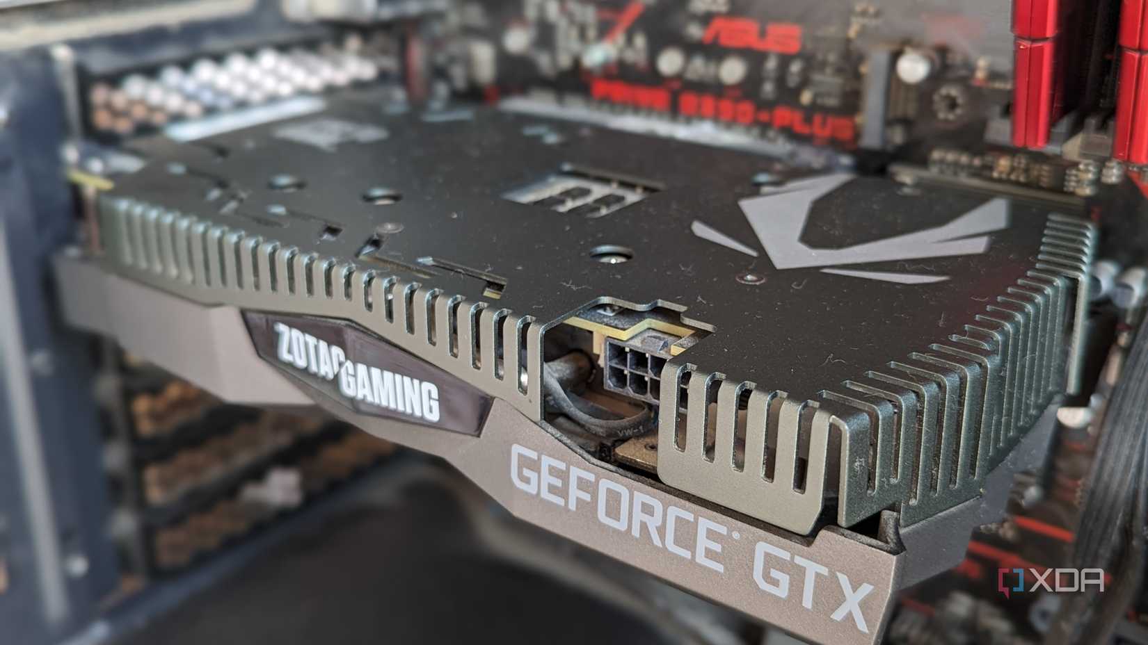 Close-up of a GTX 1660 Ti installed in a gaming PC