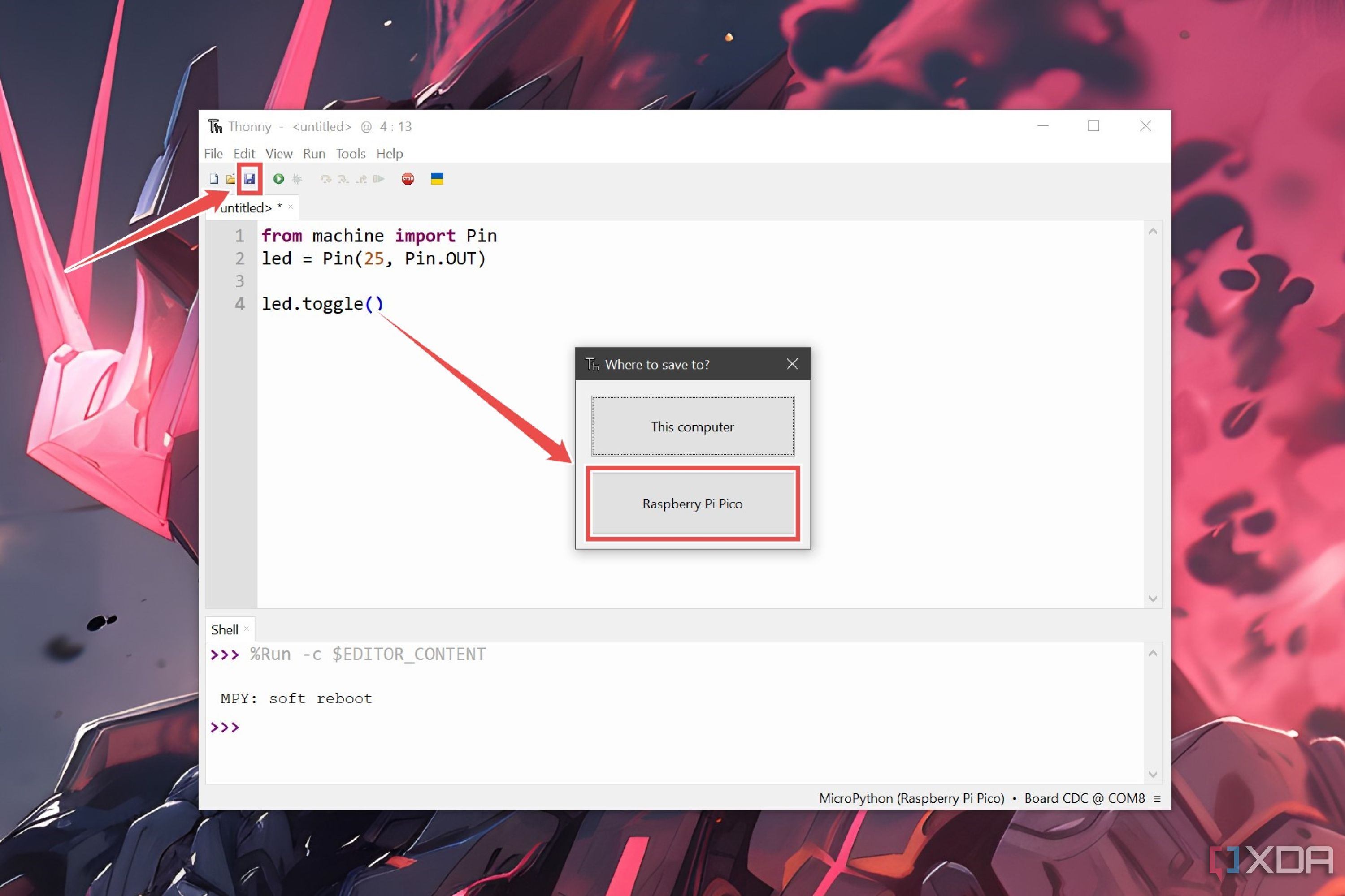 El procedimiento para exportar código a una Raspberry Pi Pico