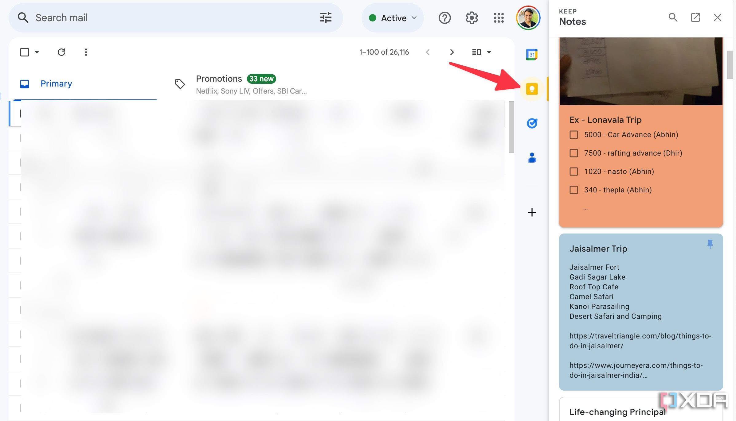 Google Keep integration with Workspace apps