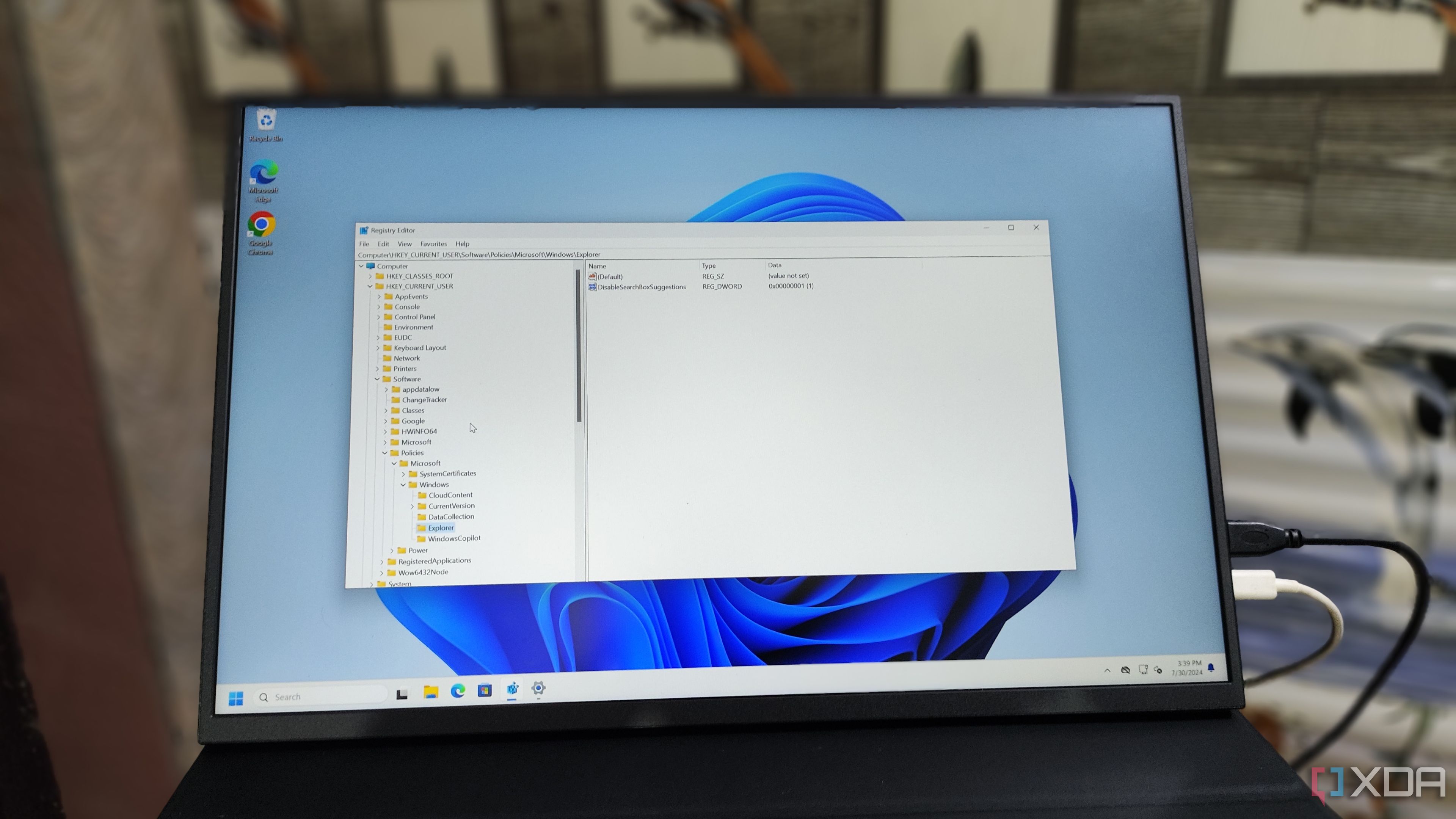 The Windows 11 Registry Editor open on a Uperfect UGame K118 monitor