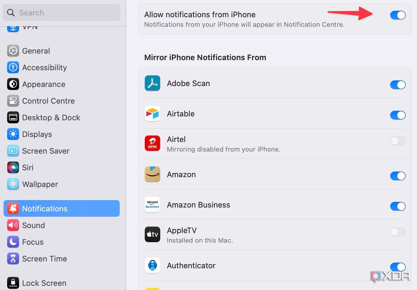 Habilitar notificaciones de iPhone en Mac