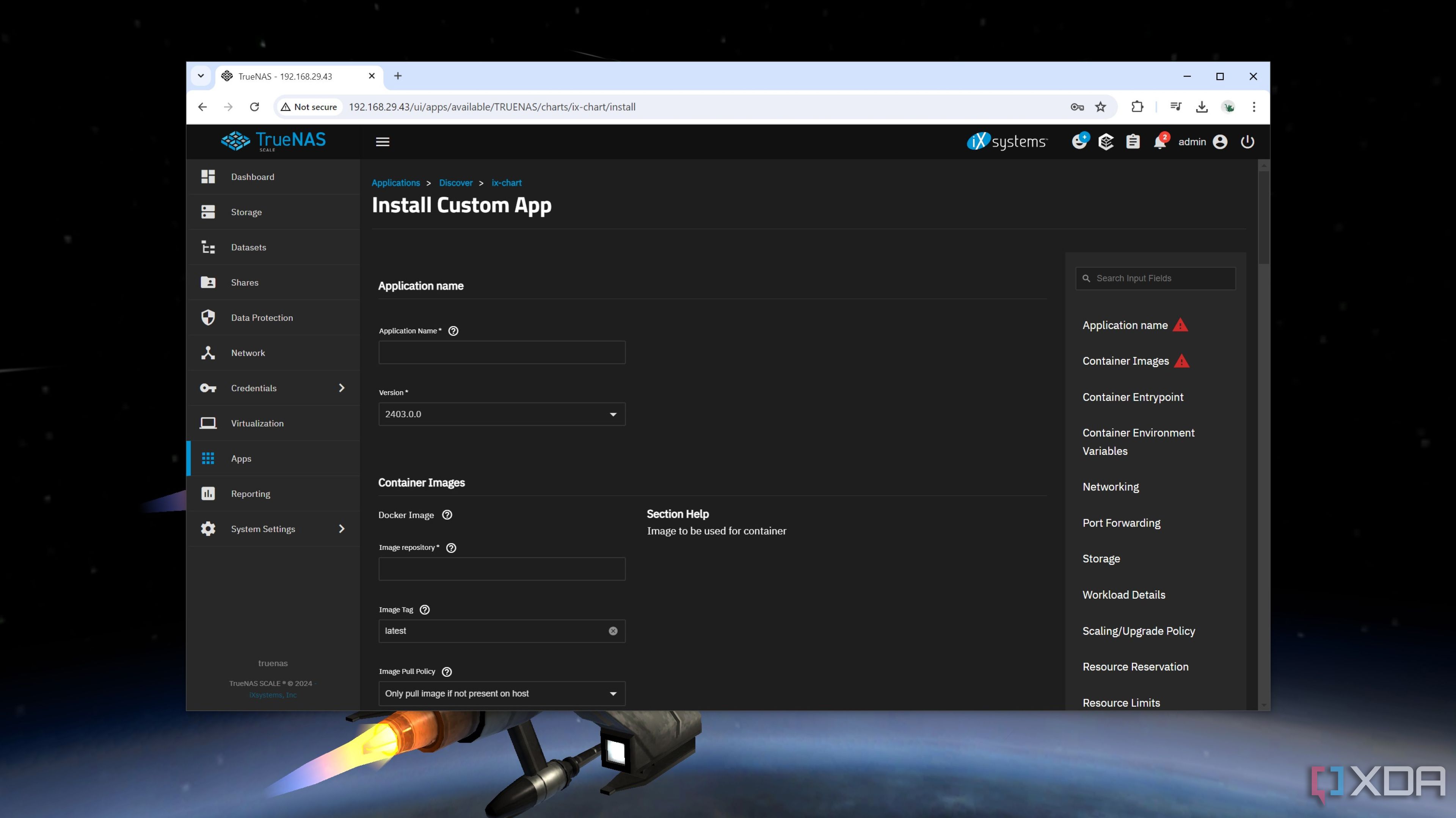 Configuración de una aplicación personalizada en TrueNAS Scale