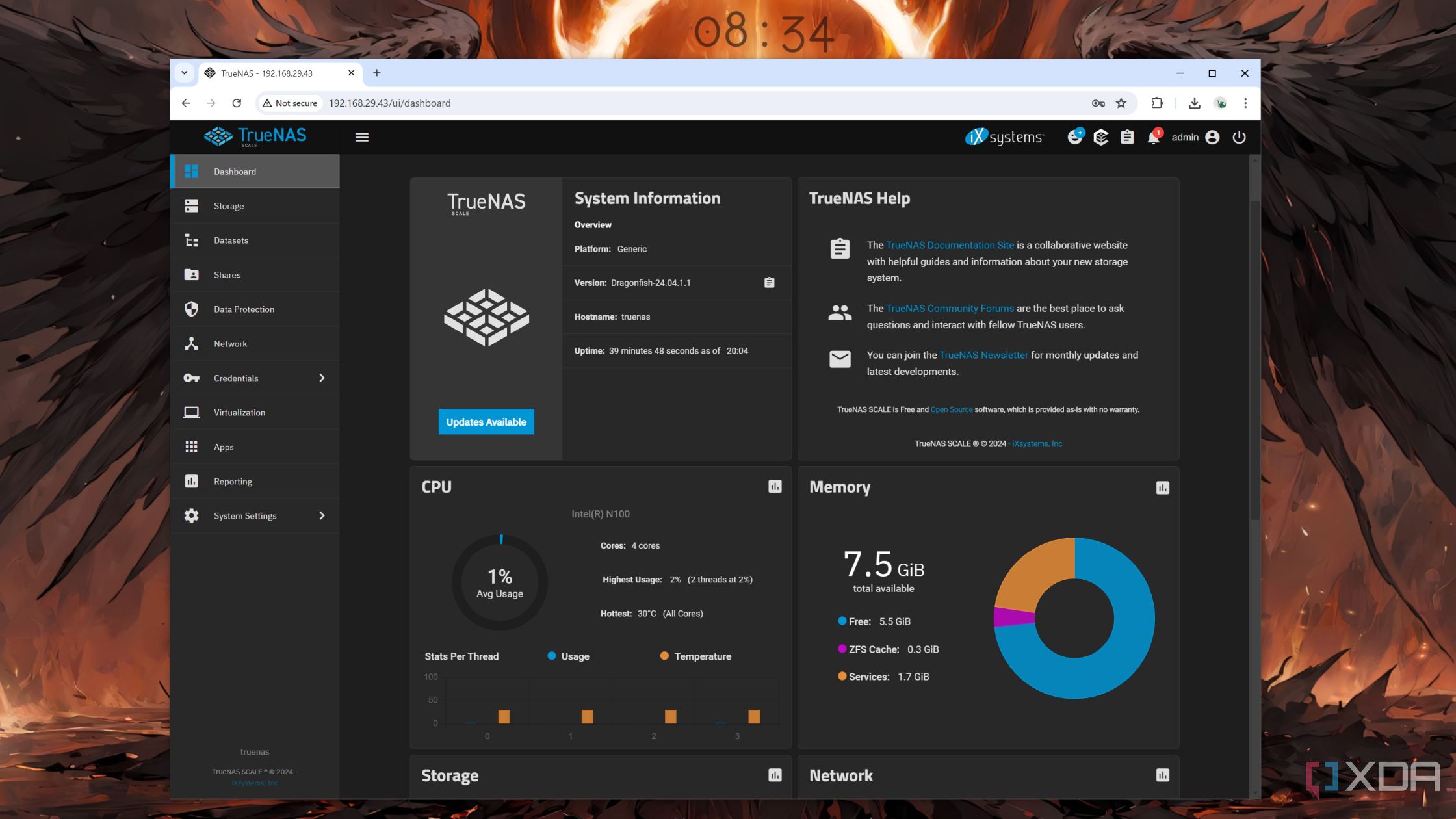 La interfaz de usuario web de TrueNAS Scale