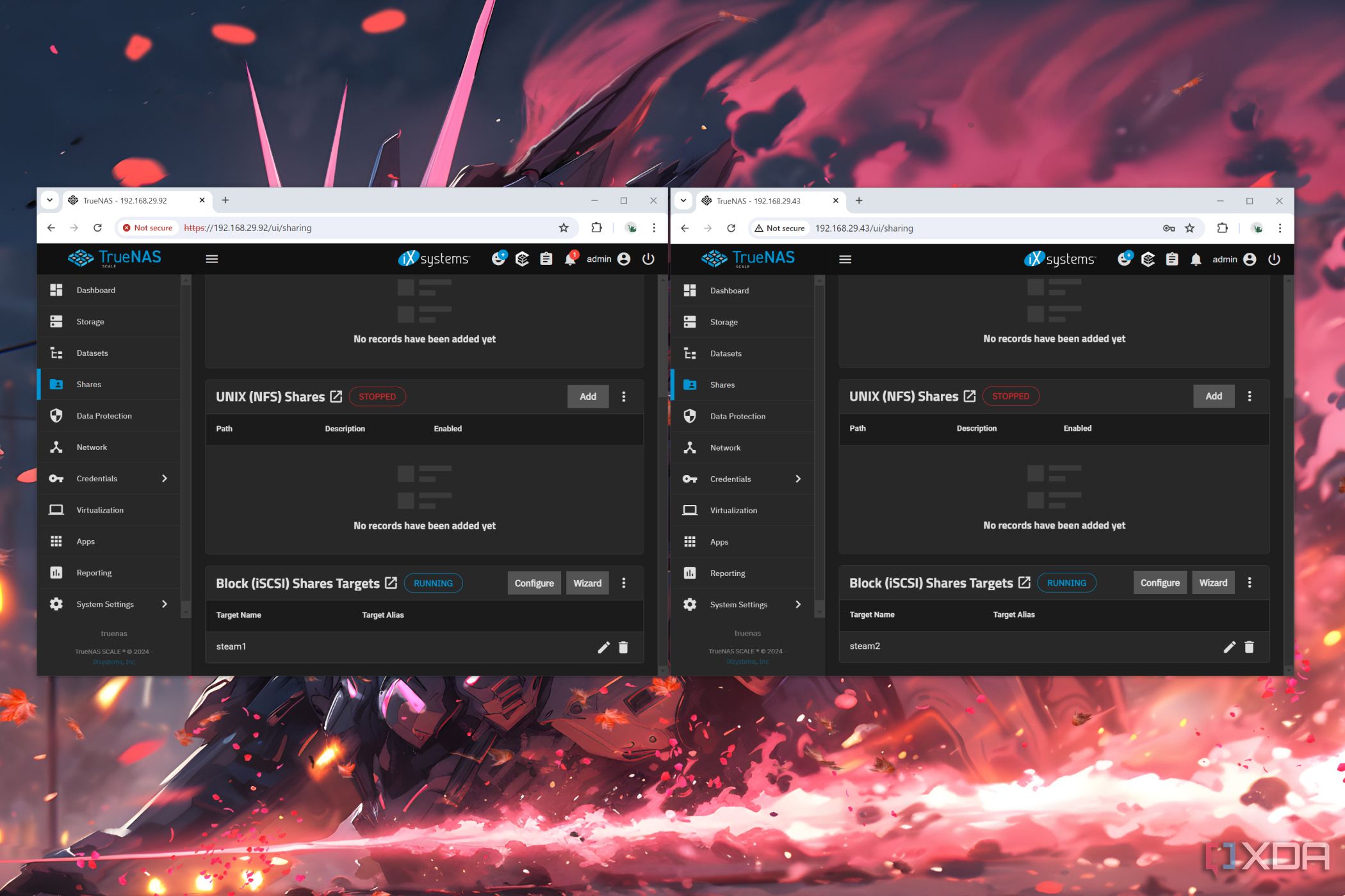 Exécution de TrueNAS Scale sur deux appareils différents, avec le protocole iSCSI activé sur les deux