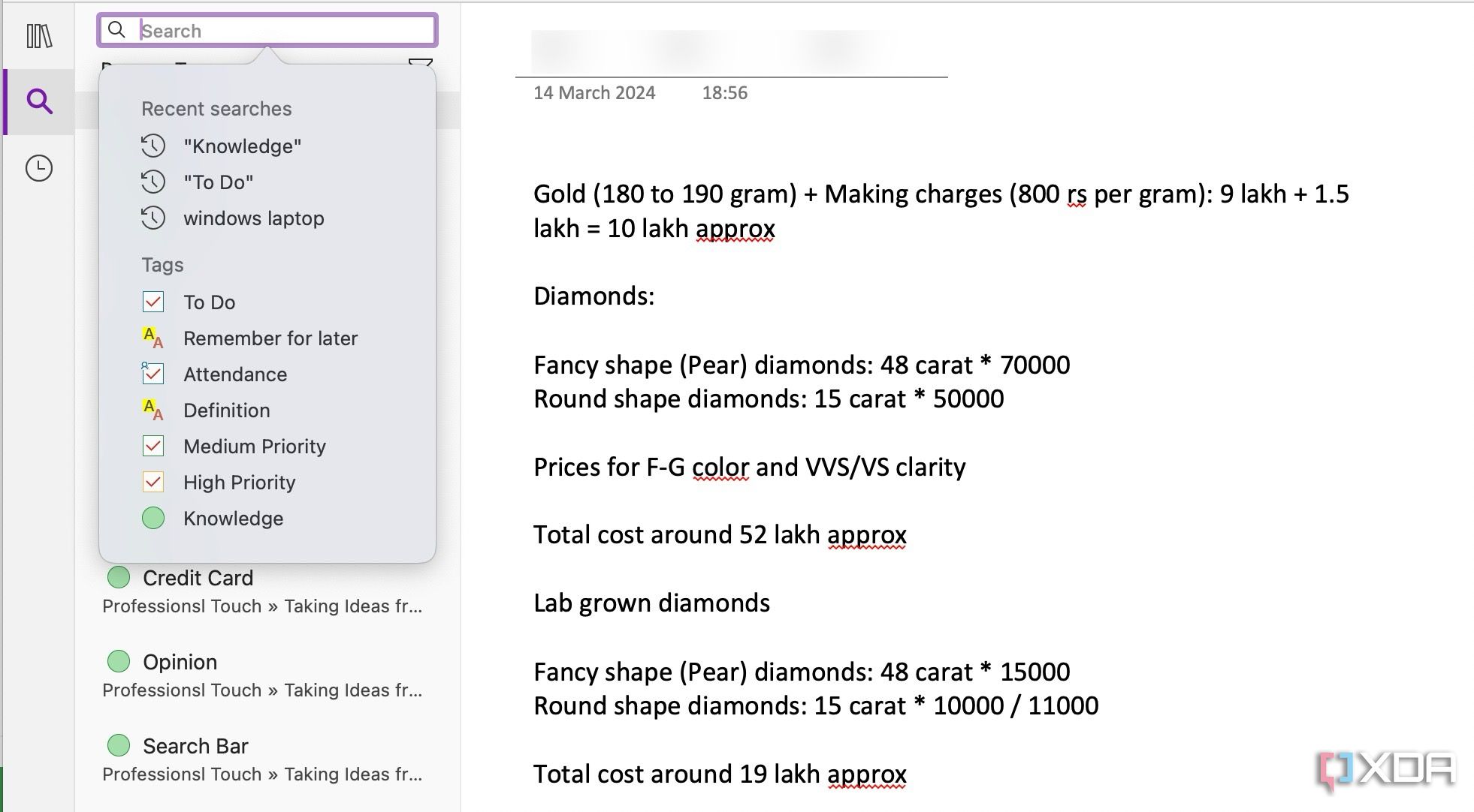 Buscar etiquetas en OneNote