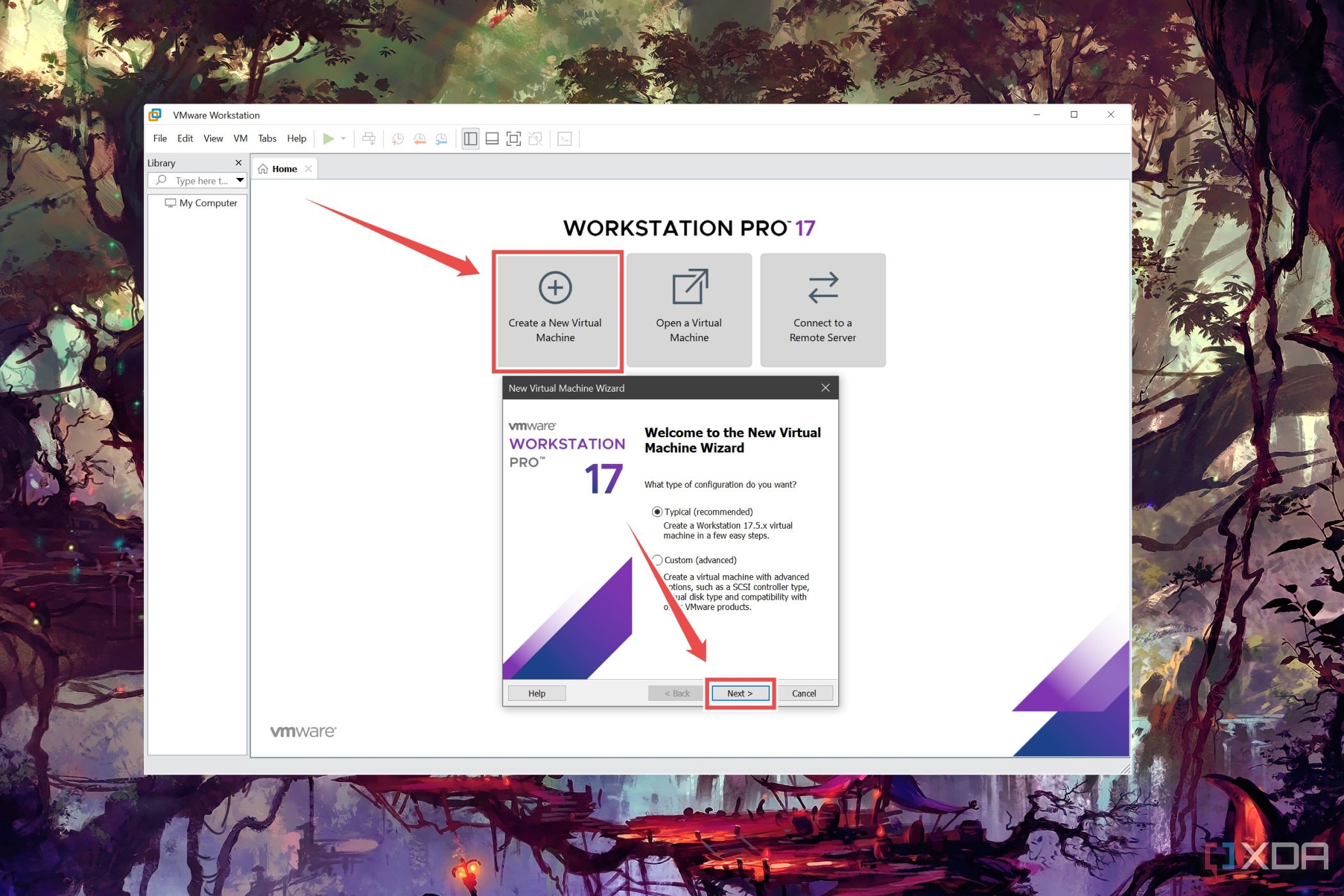 El procedimiento para crear una nueva máquina virtual en VMware Workstation Pro