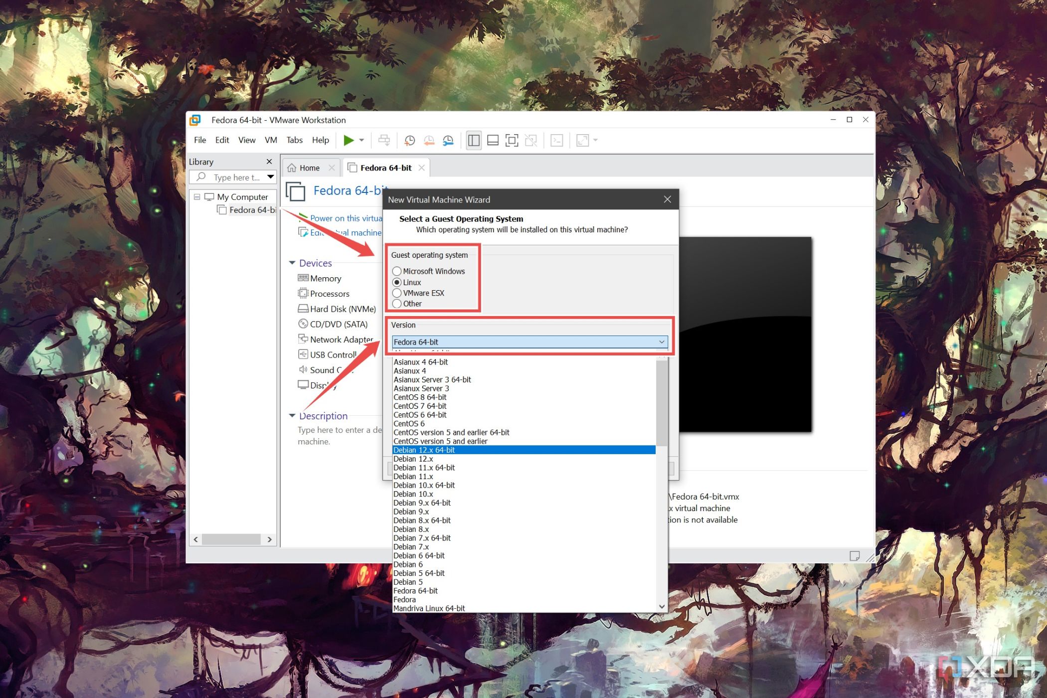 El procedimiento para elegir un sistema operativo invitado en VMware Workstation Pro