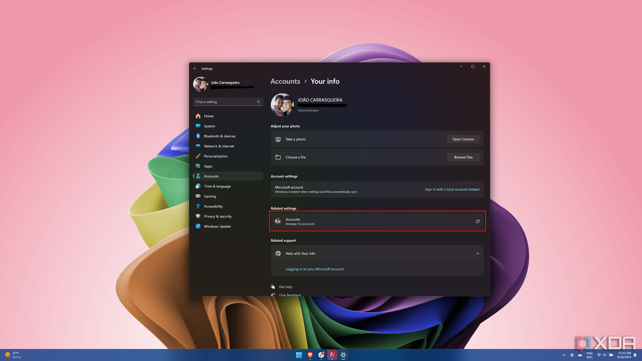 How to change the administrator email on windows 11