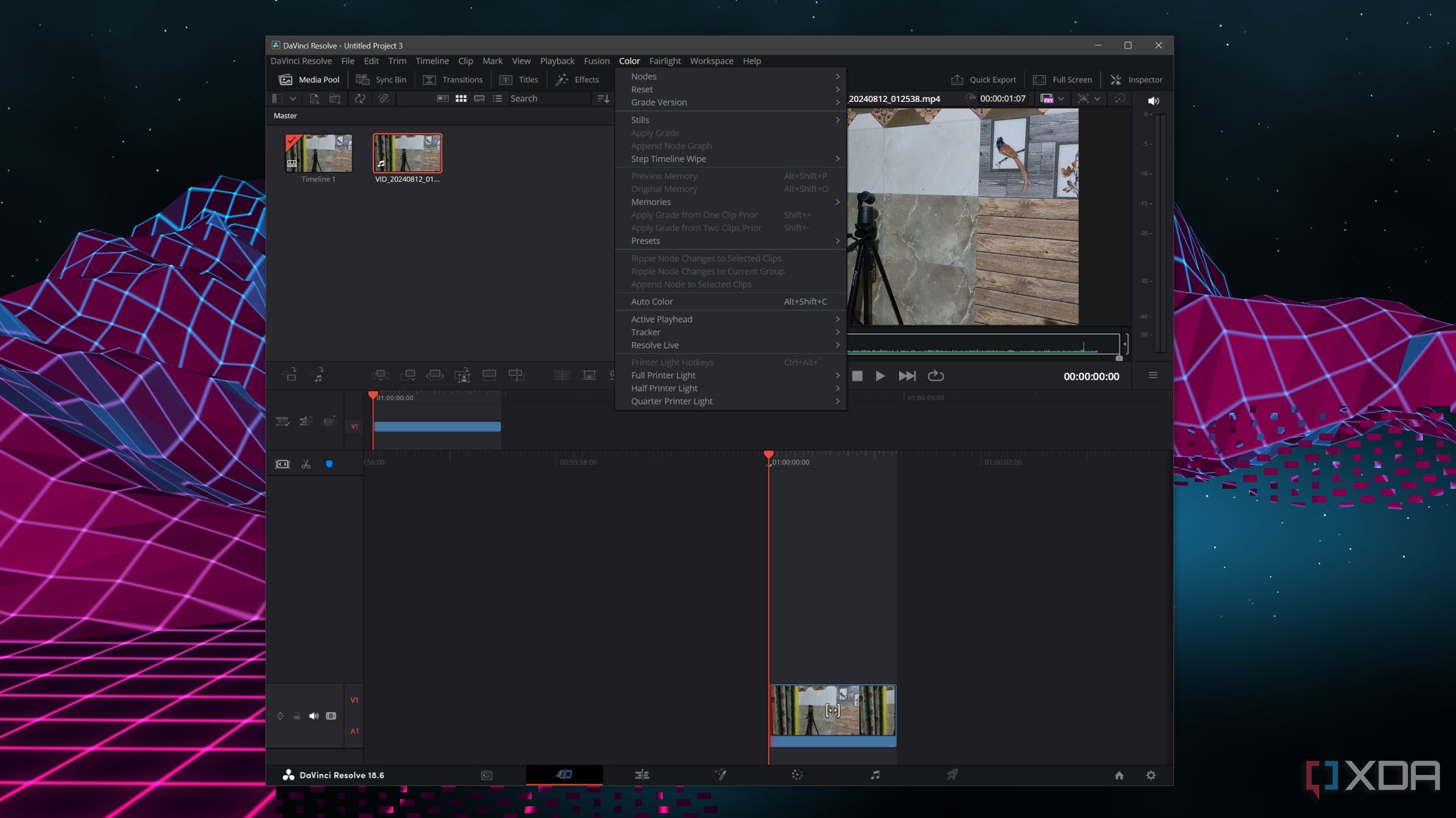 La pestaña Colores en DaVinci Resolve