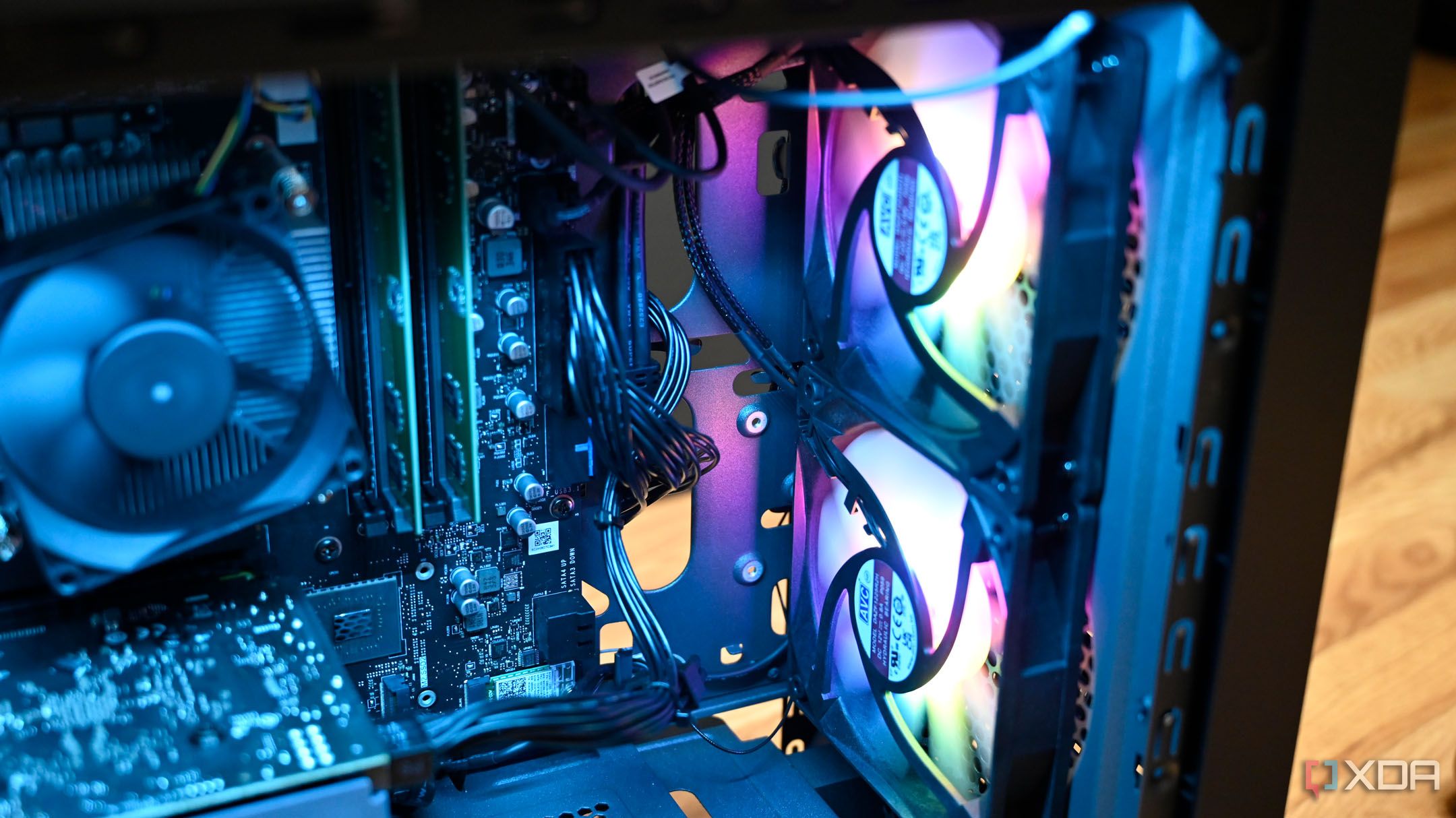 Close up shot of Lenovo Legion Tower 5i Gen 8 (2024)'s dual front fans