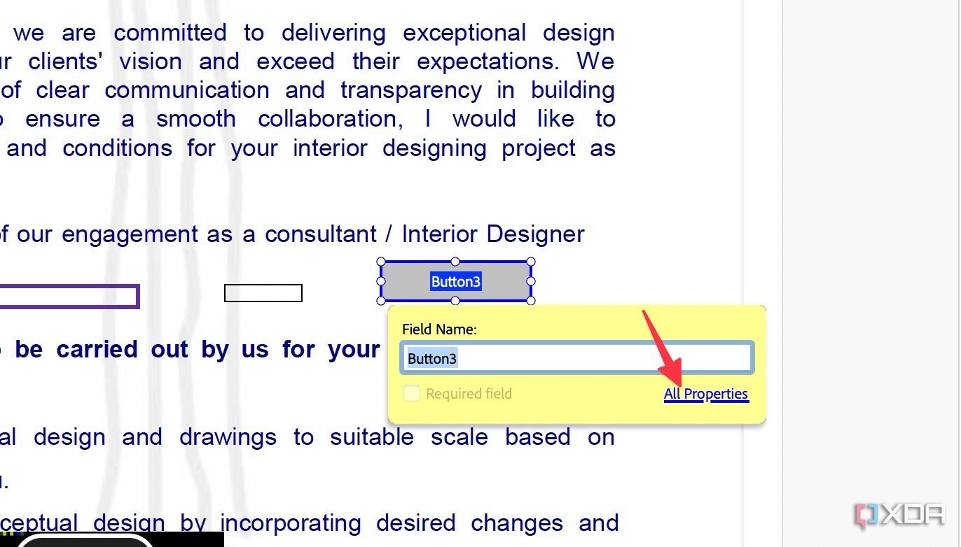 Open button properties Adobe Acrobat