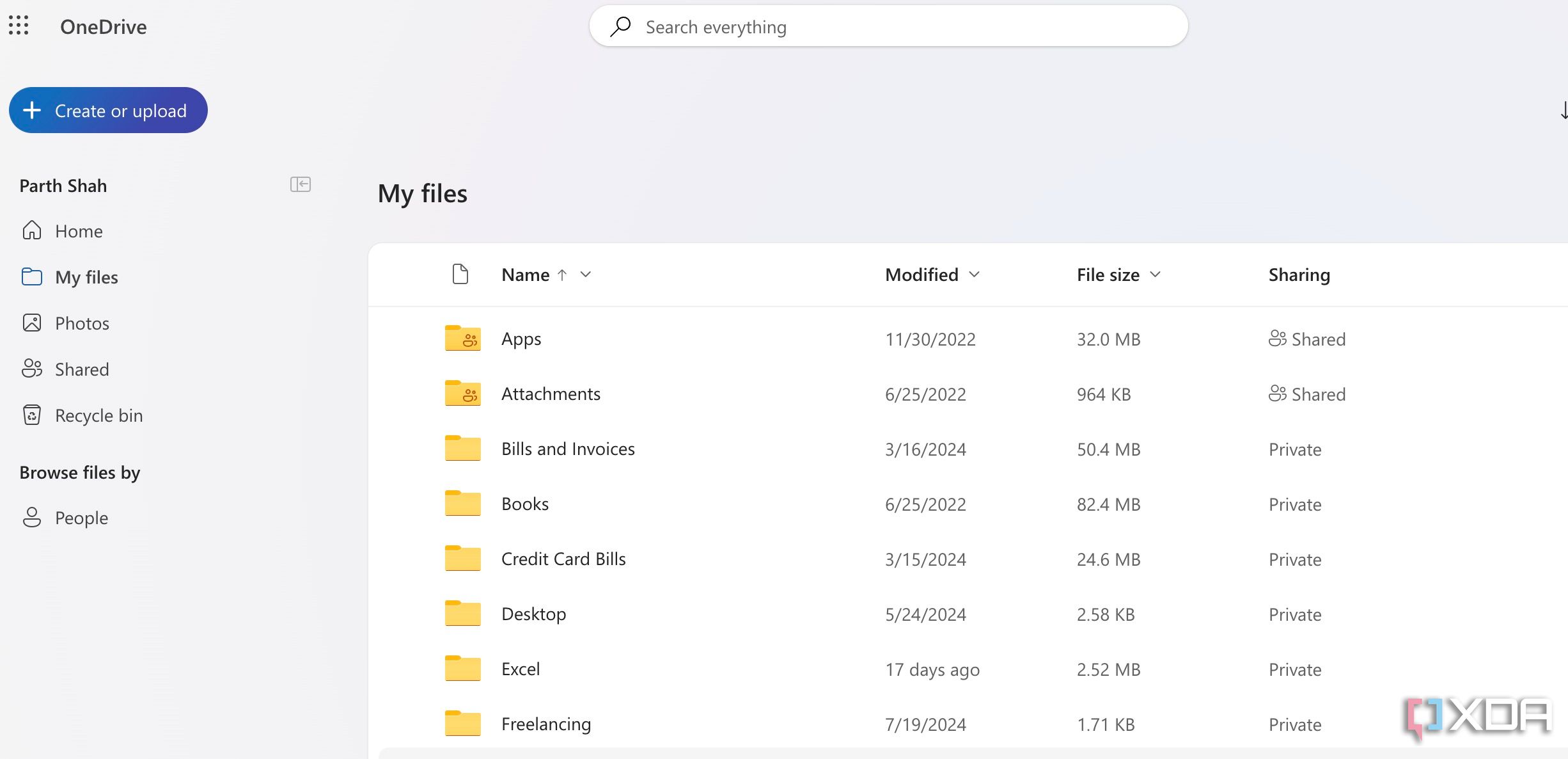 Página de inicio de OneDrive