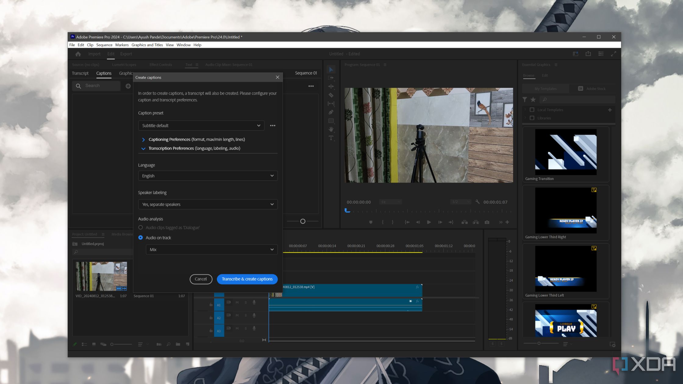 Cómo añadir subtítulos automáticos a Adobe Premiere Pro