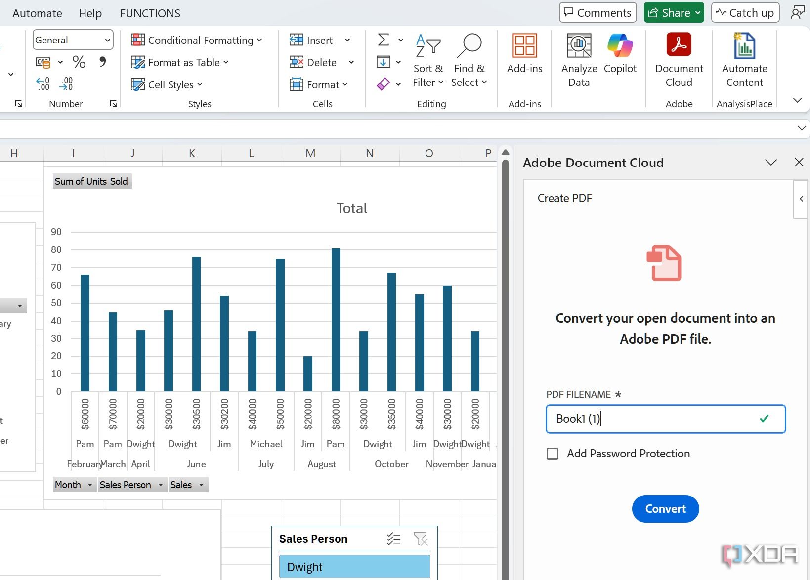 Complemento de Adobe Acrobat para Excel