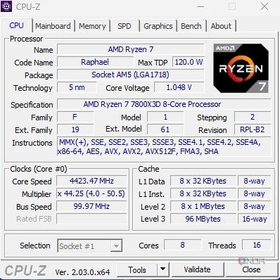 Imagen que muestra la pestaña CPU-Z