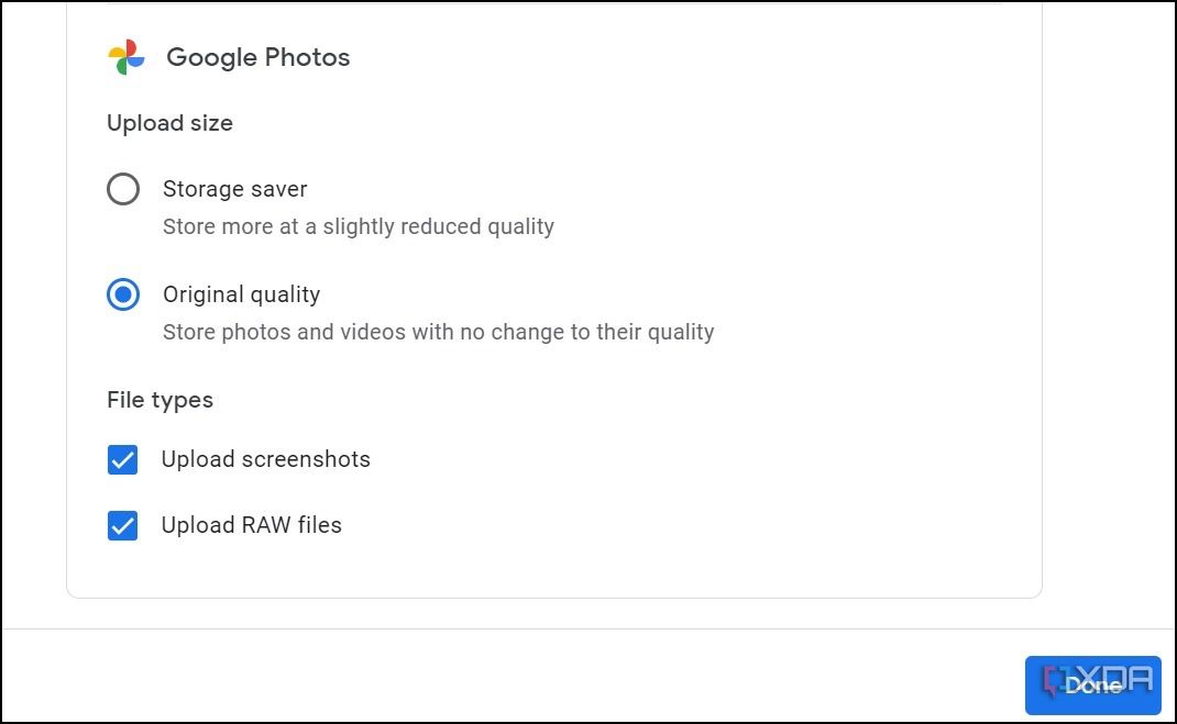 Configurar la calidad de Google Photos en Google Drive