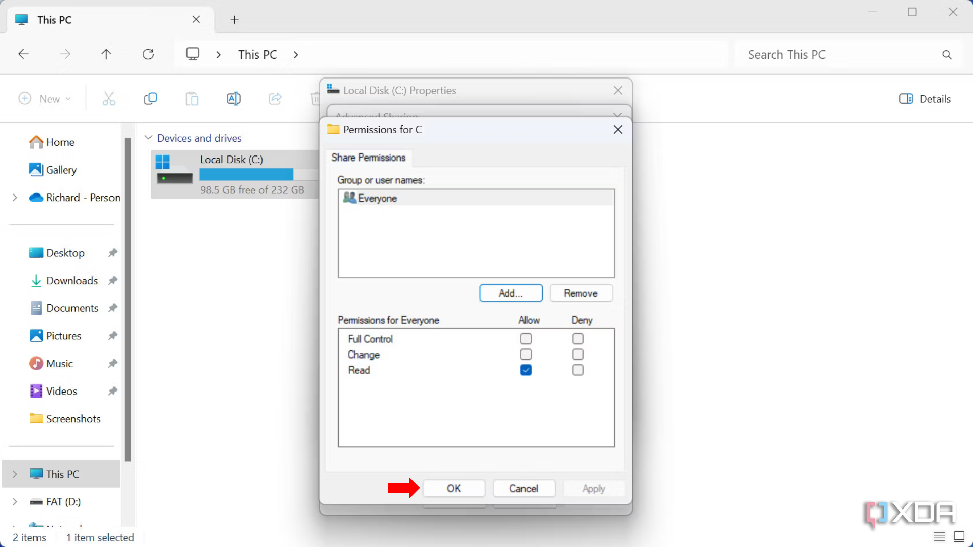 How to share a storage pool in Windows 11- OK