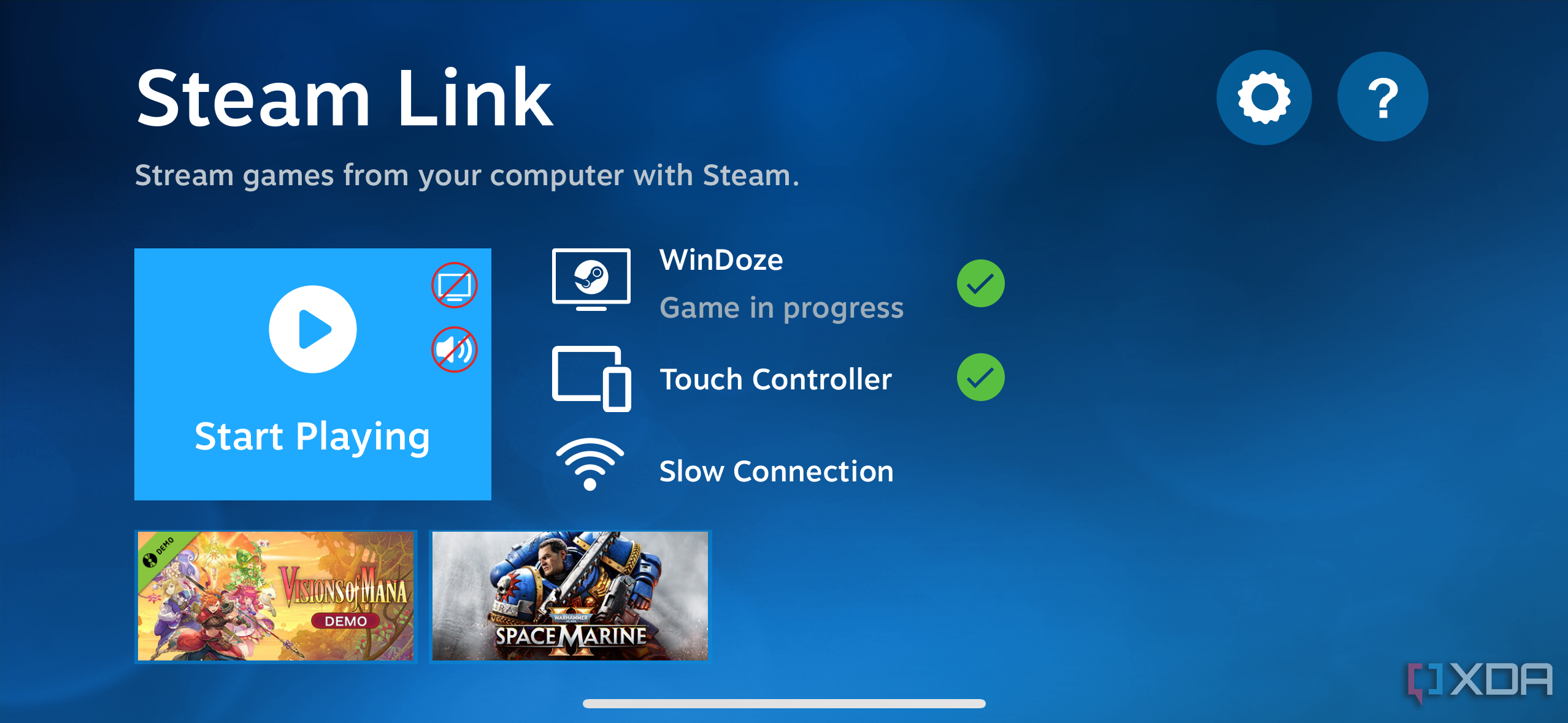 Captura de pantalla de la aplicación Steam Link en iOS que muestra una computadora conectada