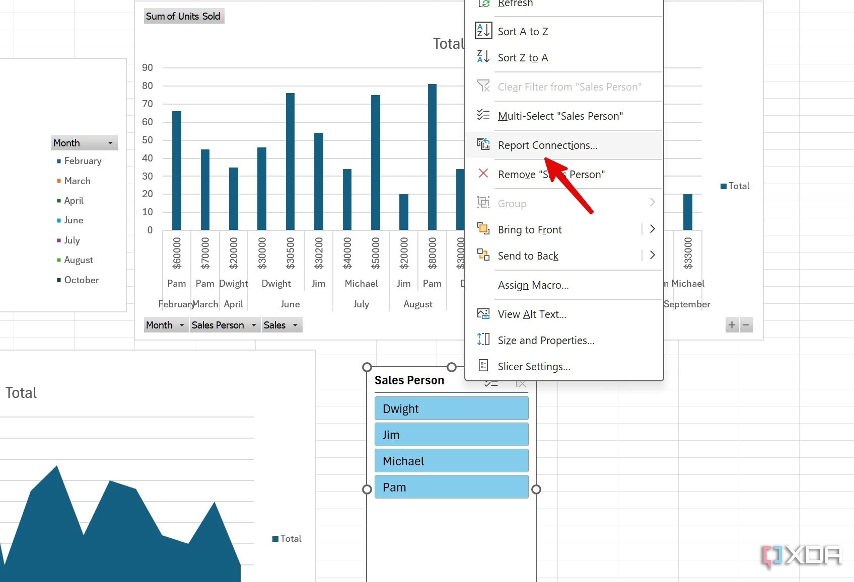 report connections for slicers in Excel