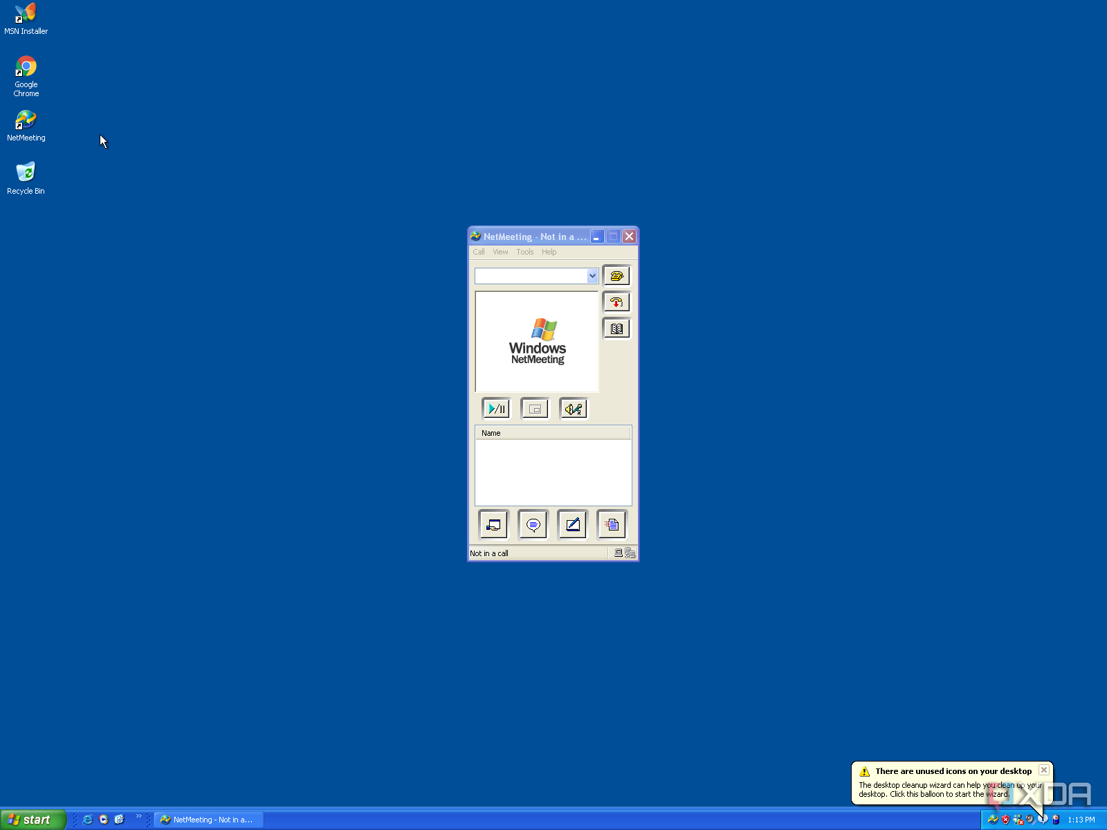 Captura de pantalla de NetMeeting en Windows XP