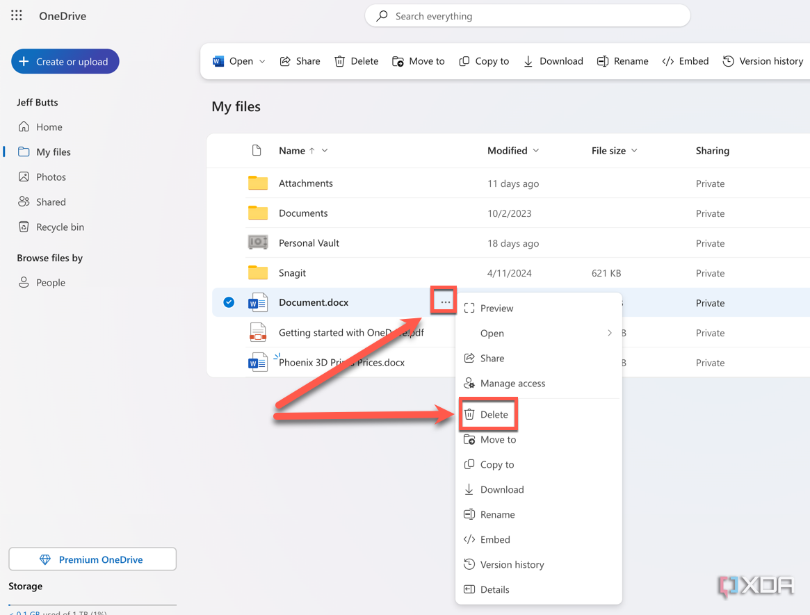 Eliminar archivos de OneDrive mediante la interfaz web